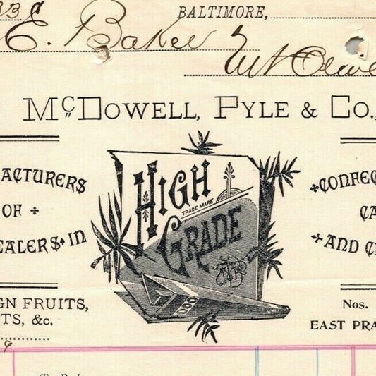 1899 Letterhead McDowell, Pyle & Co. Foreign Fruits Baltimore Ephraim Baker*