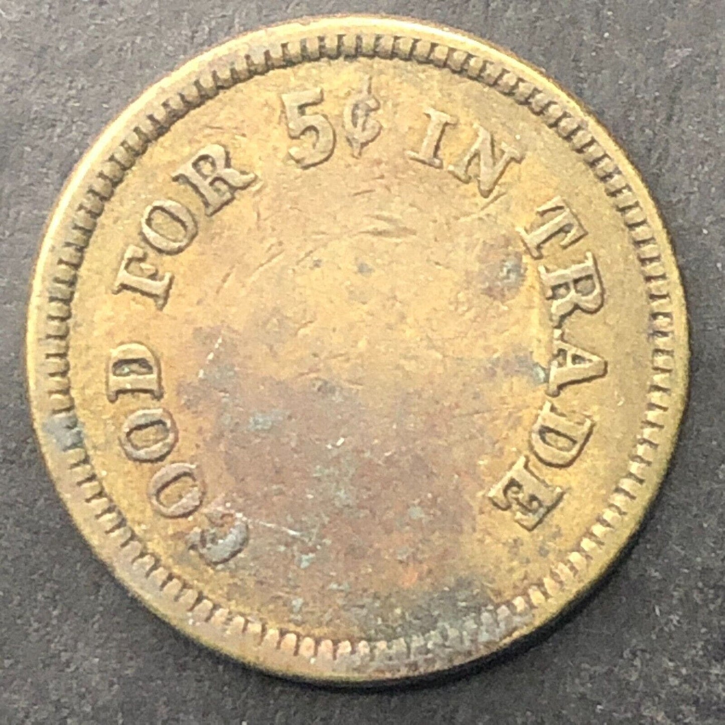 Good For 5¢ In Trade Token Brass "304" 21mm Unknown