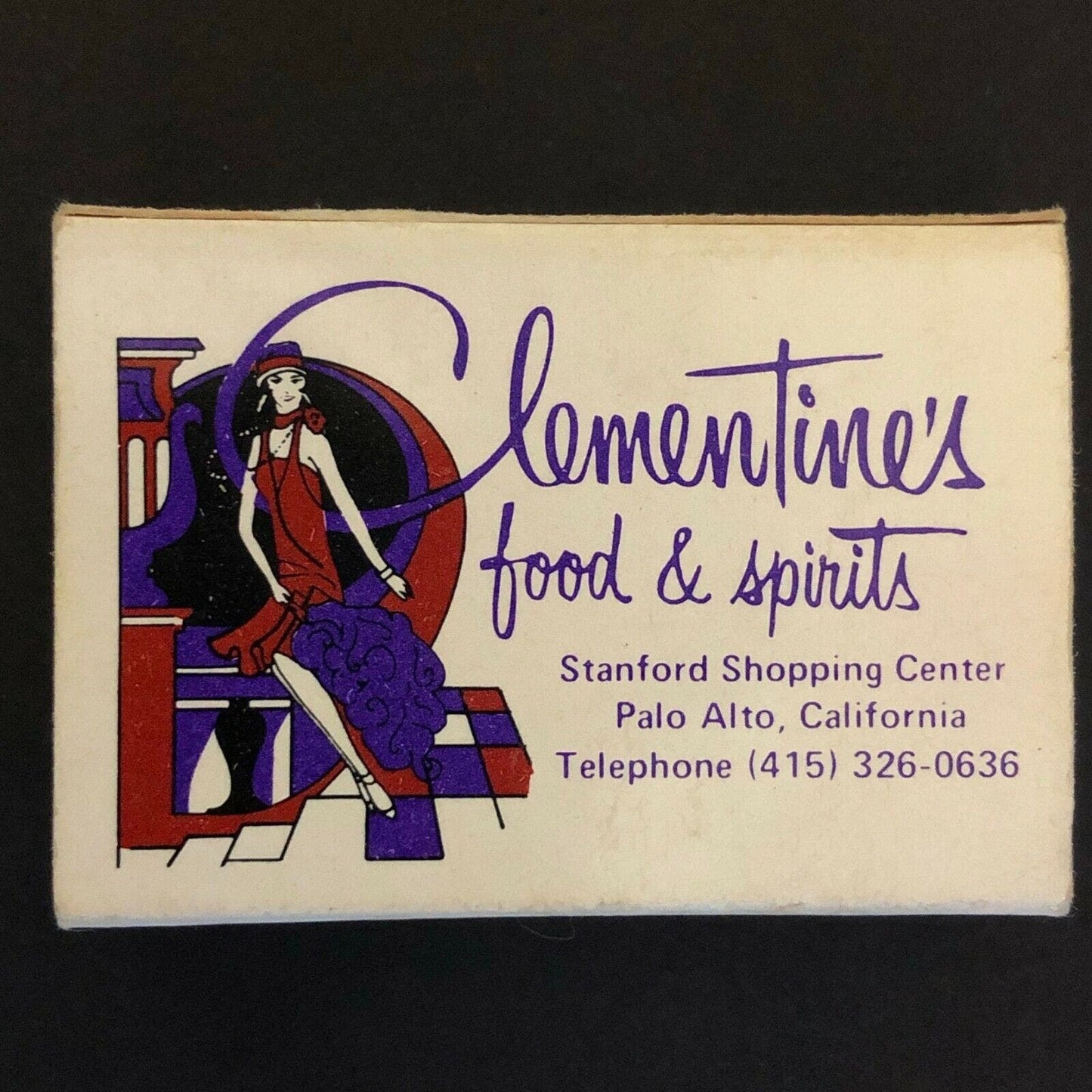c1970's-80's Vintage Wooden Matchbox Matchbook Clementine's Palo Alto, CA