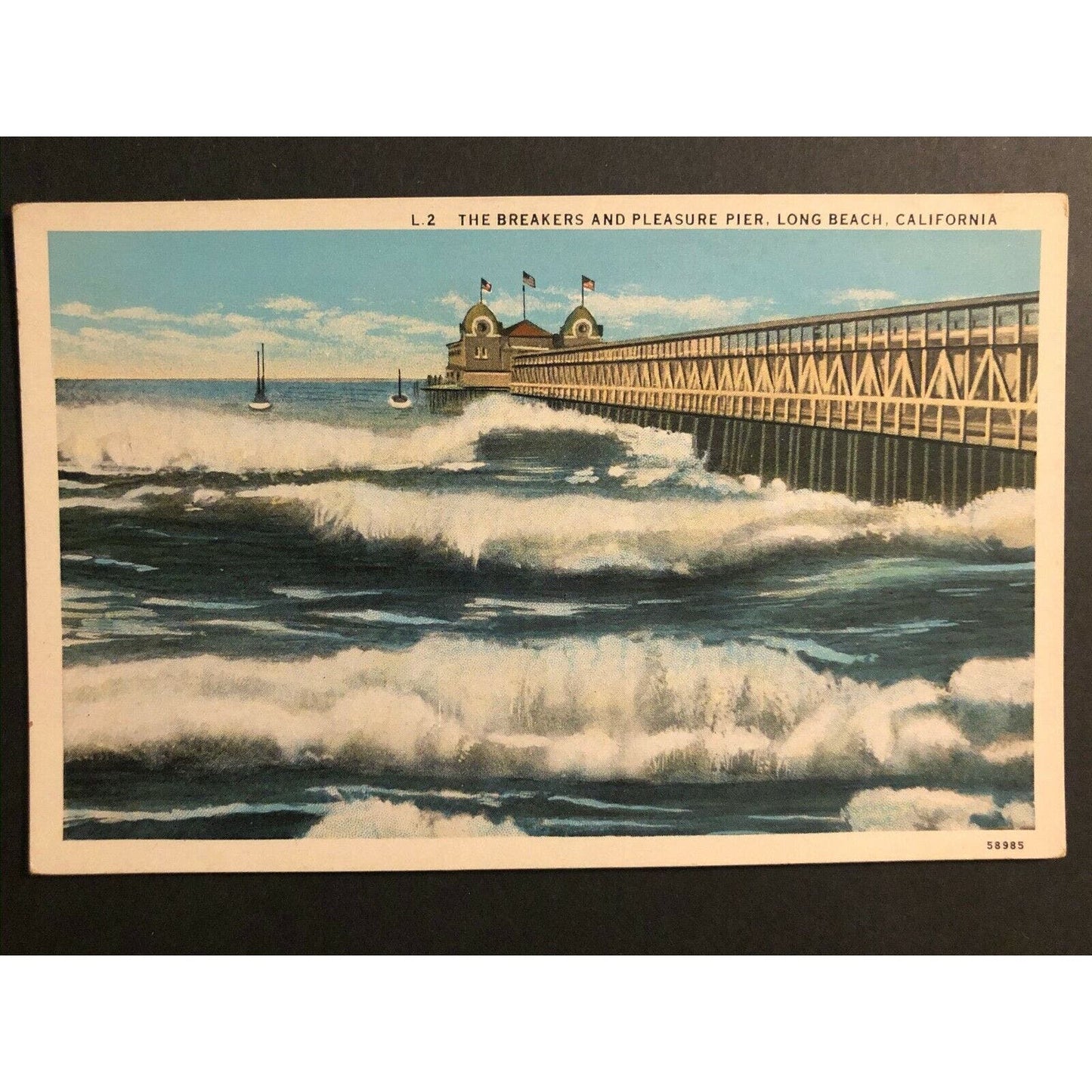 Vintage Postcard - The Breakers and Pleasure Pier, Long Beach, California