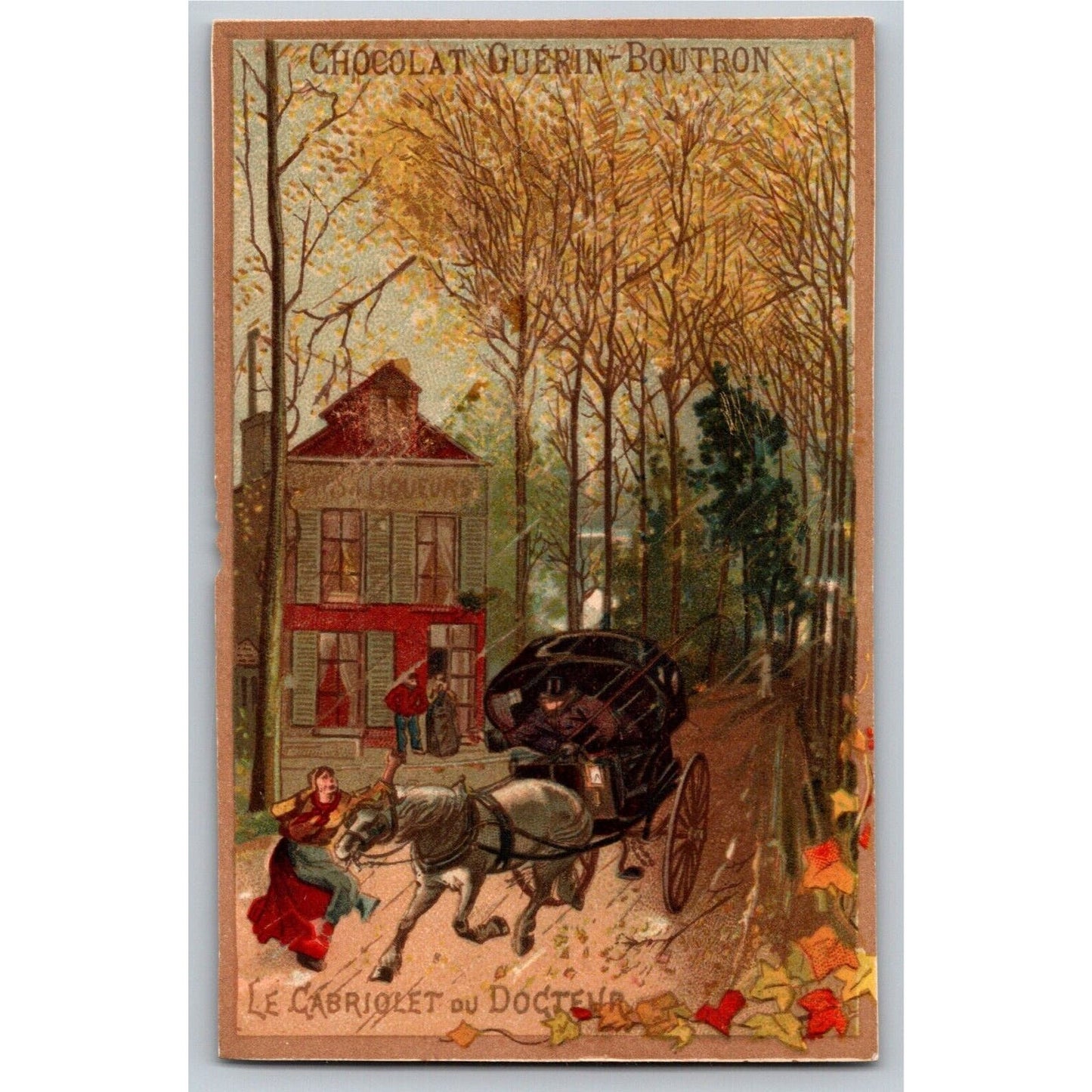 French Victorian Trade Card Chocolat Guerin-Boutron Paris Le Cabriolet