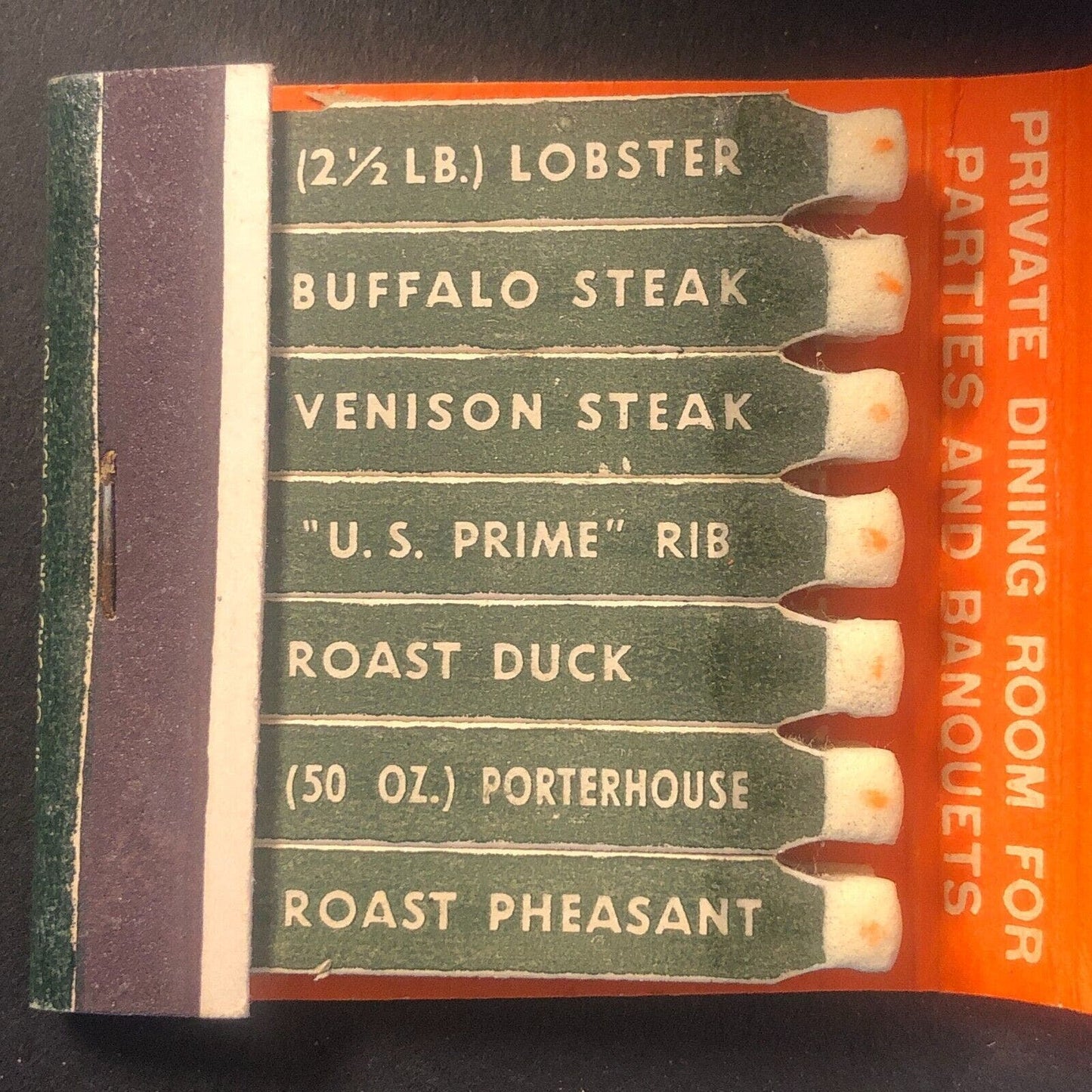 Cafe Bohemia Chicago Wild Game FEATURE Vintage Full Matchbook c1950's-60's