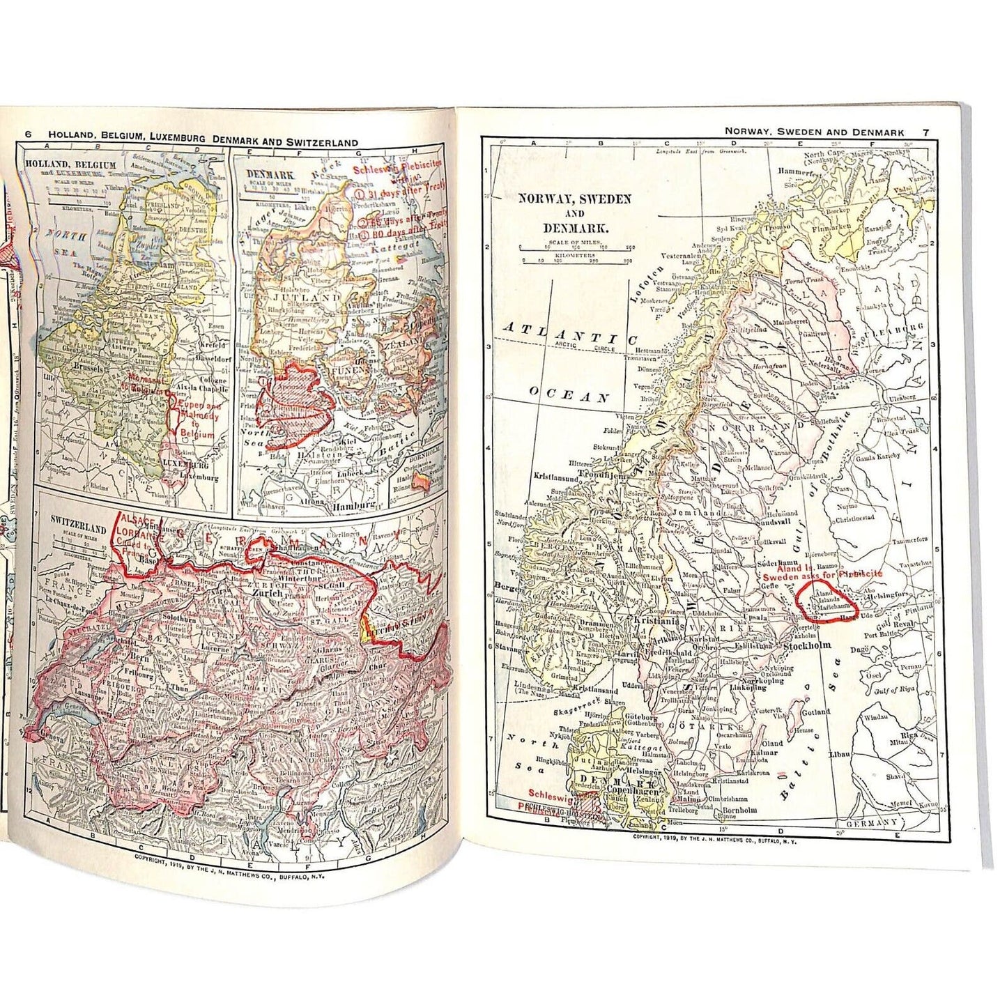 Lovell's "A New Atlas of the World" WWI c1919 SC Book 32pp Maps+++Text pp.