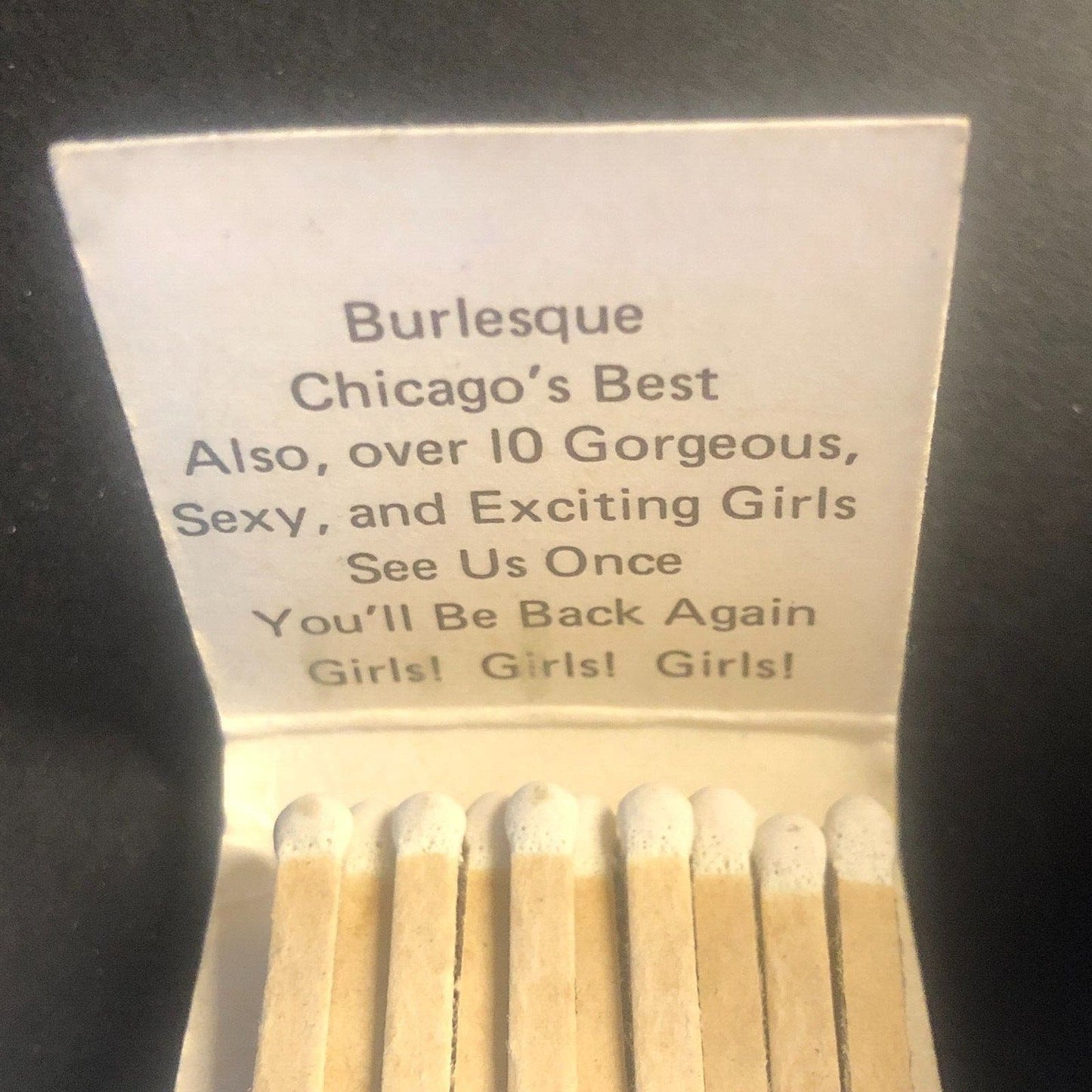 Hour-Glass Show Lounge Topless Burlesque Vintage Matchbook c1960's VGC