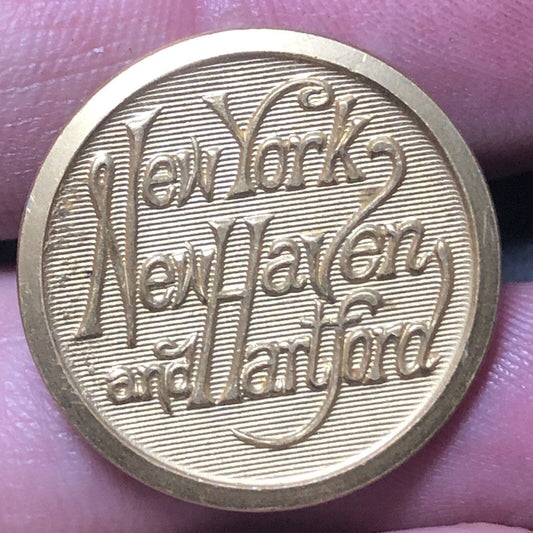 New York New Haven Hartford NH Railroad Brass Uniform Button - 3/4" dia Scovill