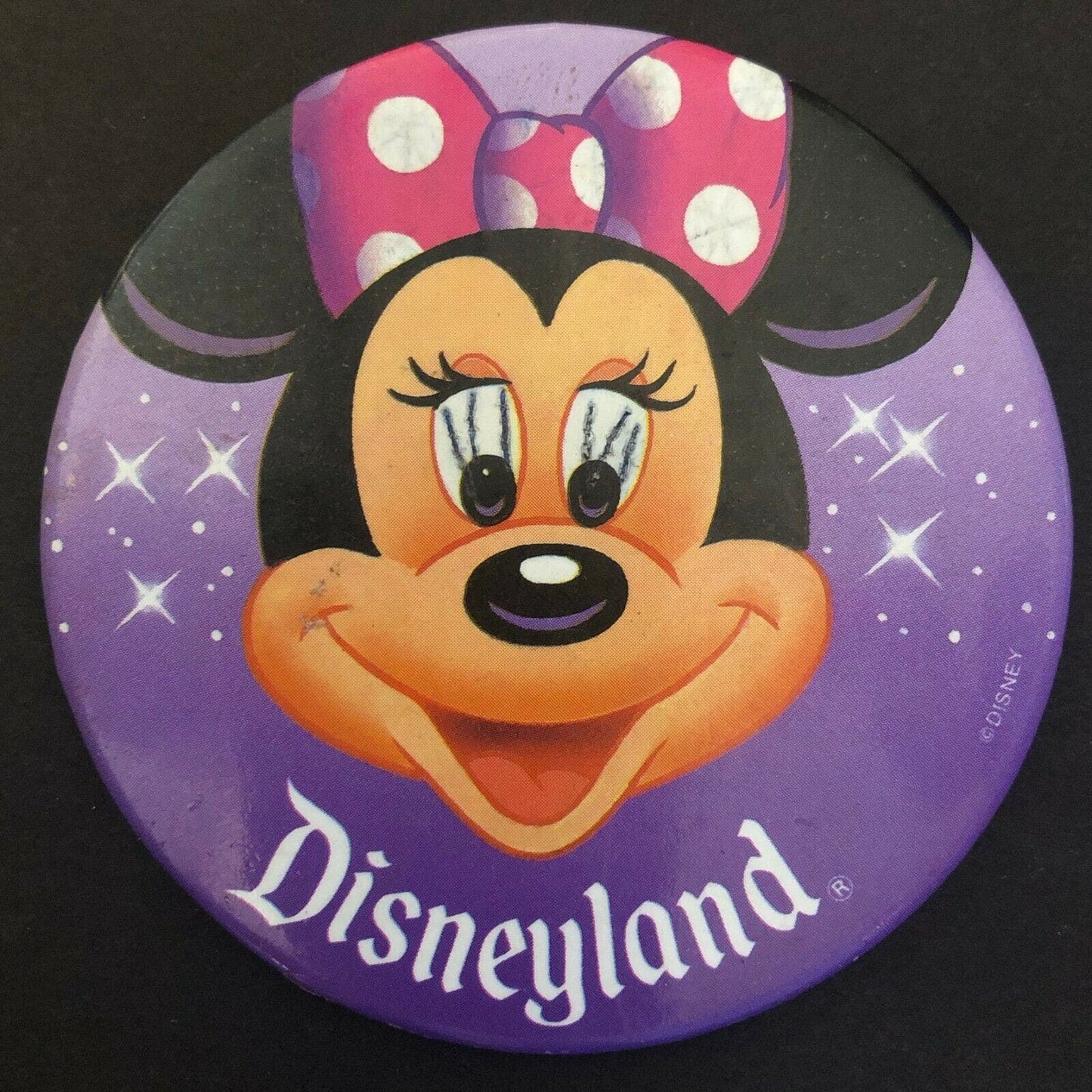 Vintage c1970's 3" "Minnie Mouse Disneyland" Steel Pin Back Button