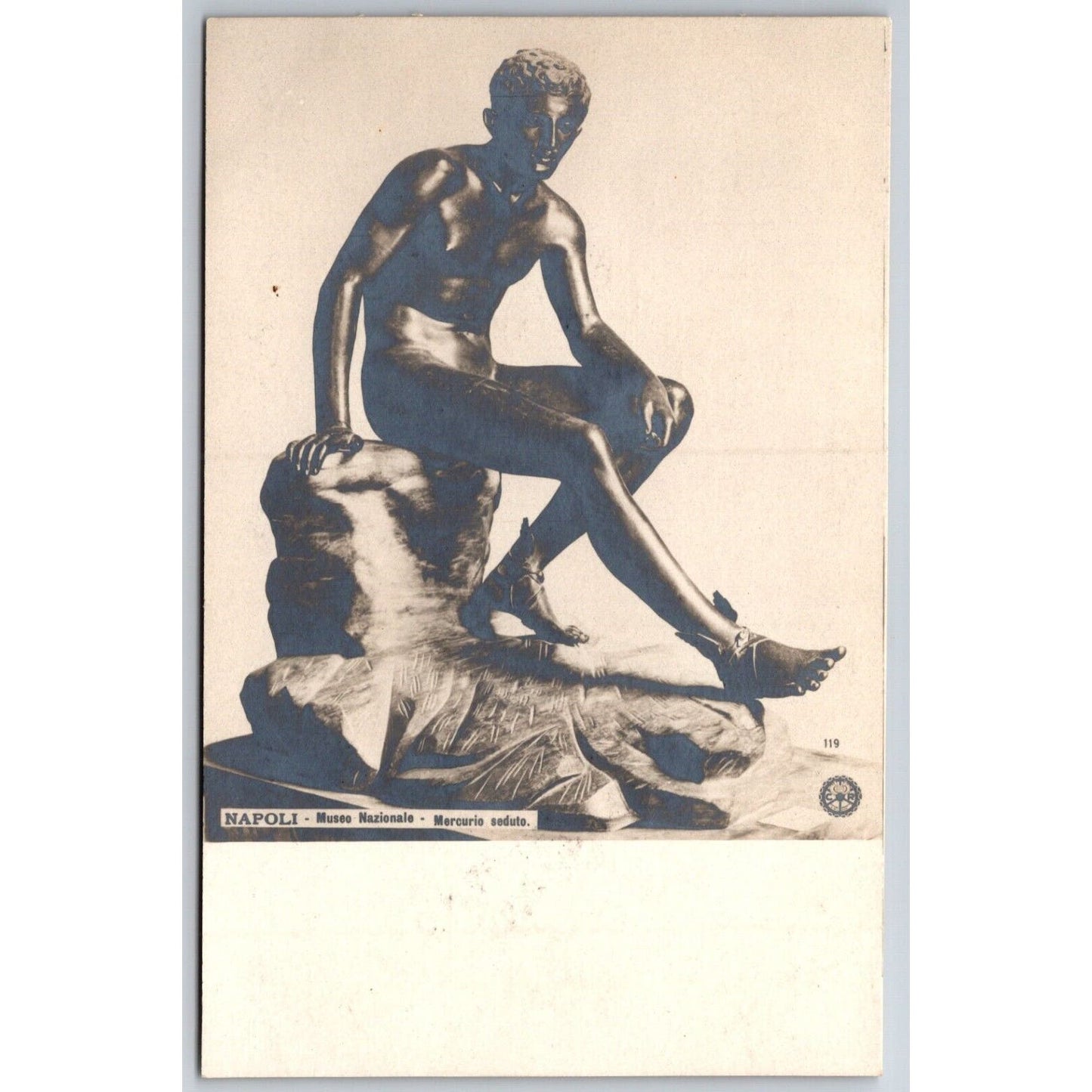 Naples Mercury Seated Bronze Statue Postcard c1901-1907 NP