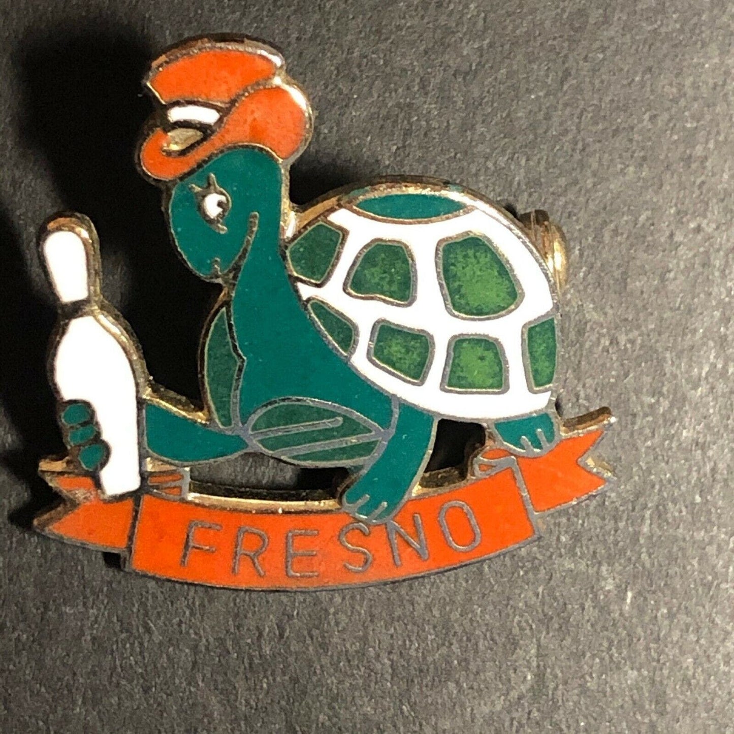 Vintage c1980's approx. 1" x 1" Turtle Blowing Pin Enamel Pin / Pin Back