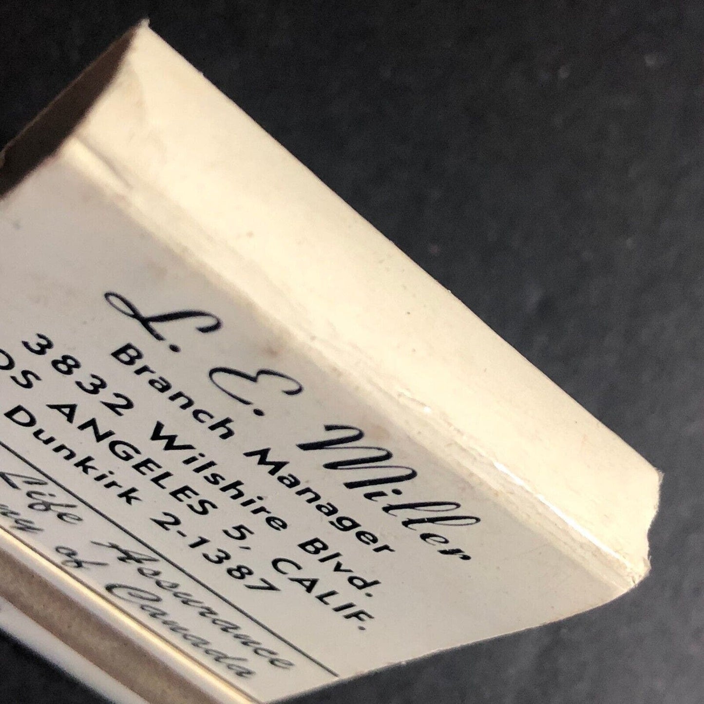 L. E. Miller Sun Life Insurance Los Angeles Matchbook c1950's-60's Full Scarce