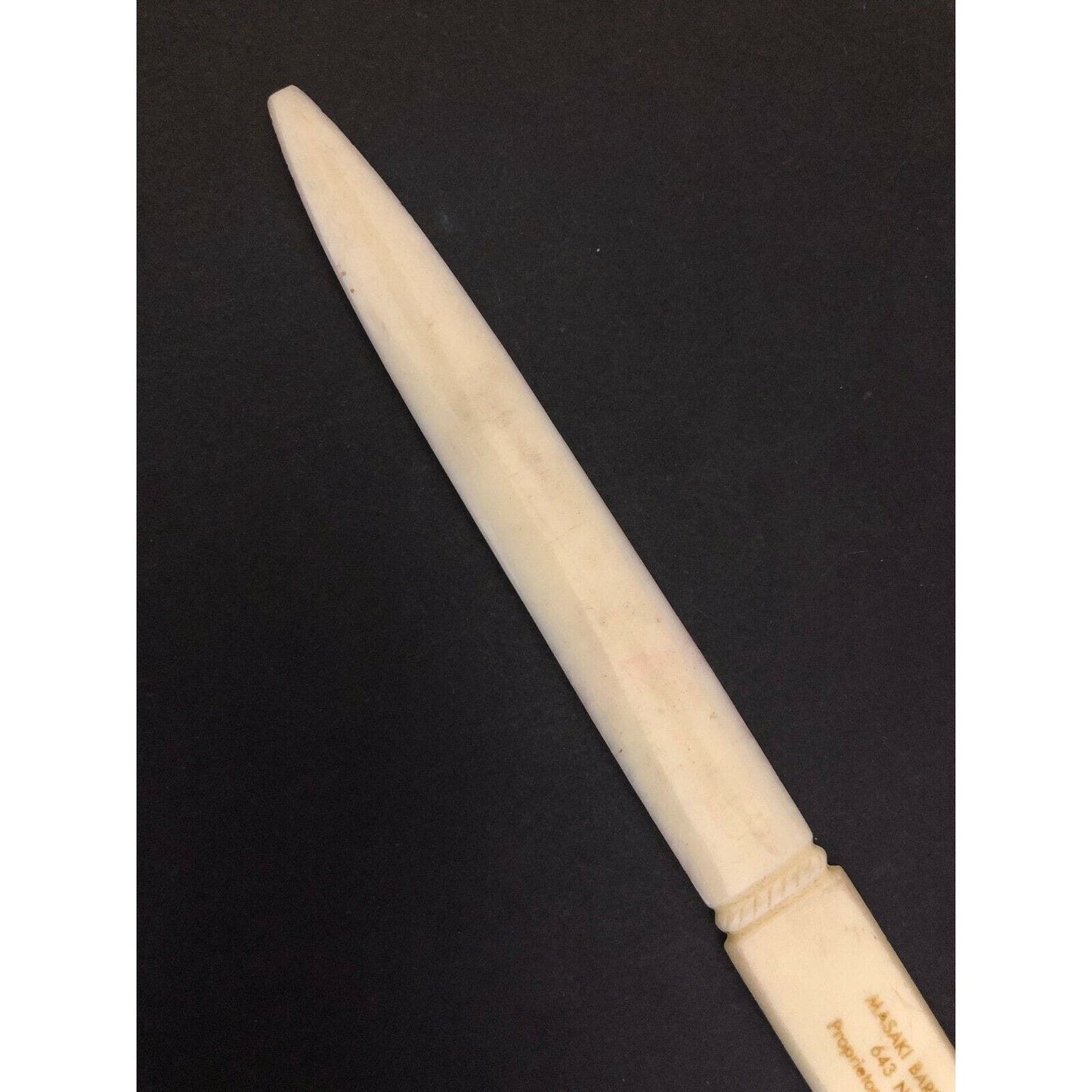 c1920's-30's 7.25" Masaki Barber Shop Hawaii ? Celluloid Adv. Letter Opener