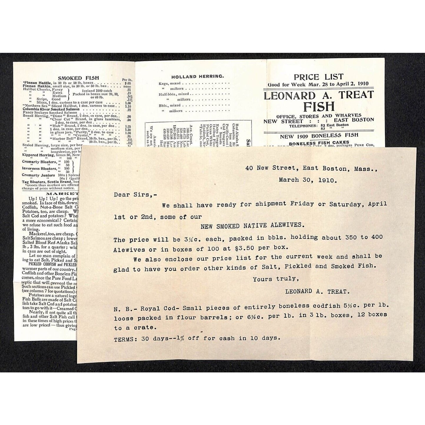 Newburgh, ME Amos W. Knowlton* 1910 Boston Leonard A. Treat Fish Mackerel Price