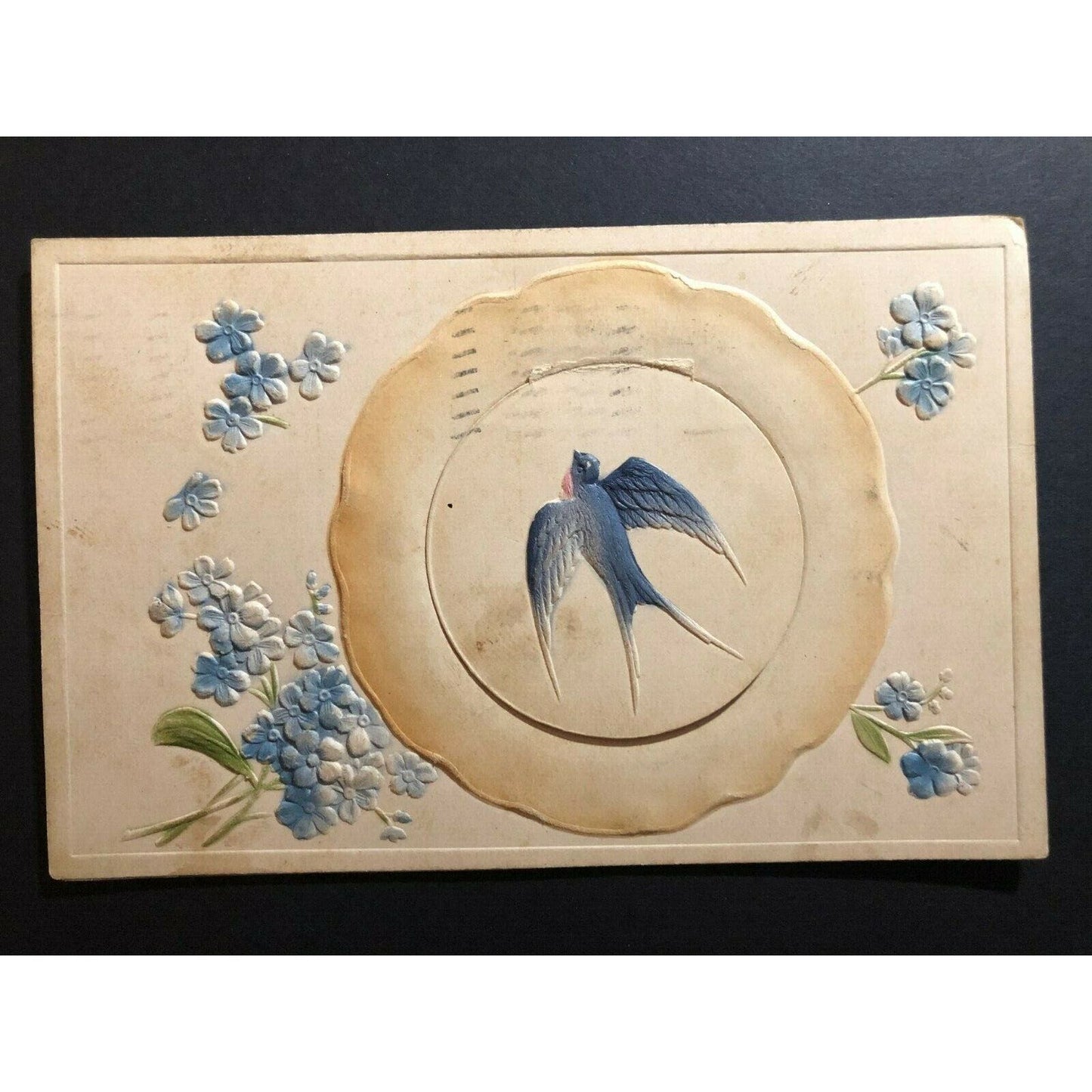Vintage Postcard - Floral - Bird w/ Flap & Pocket for Note / Photo c1910