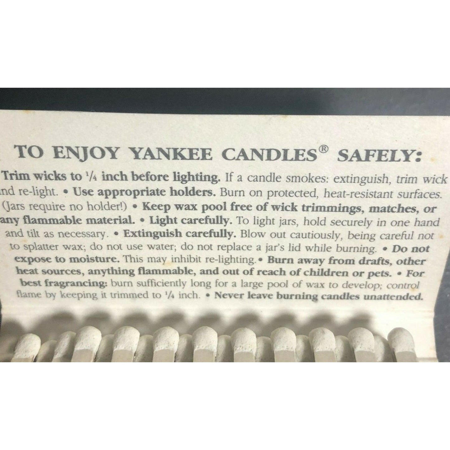 80's Full Matchbook "Yankee Candle" South Deerfield, MA