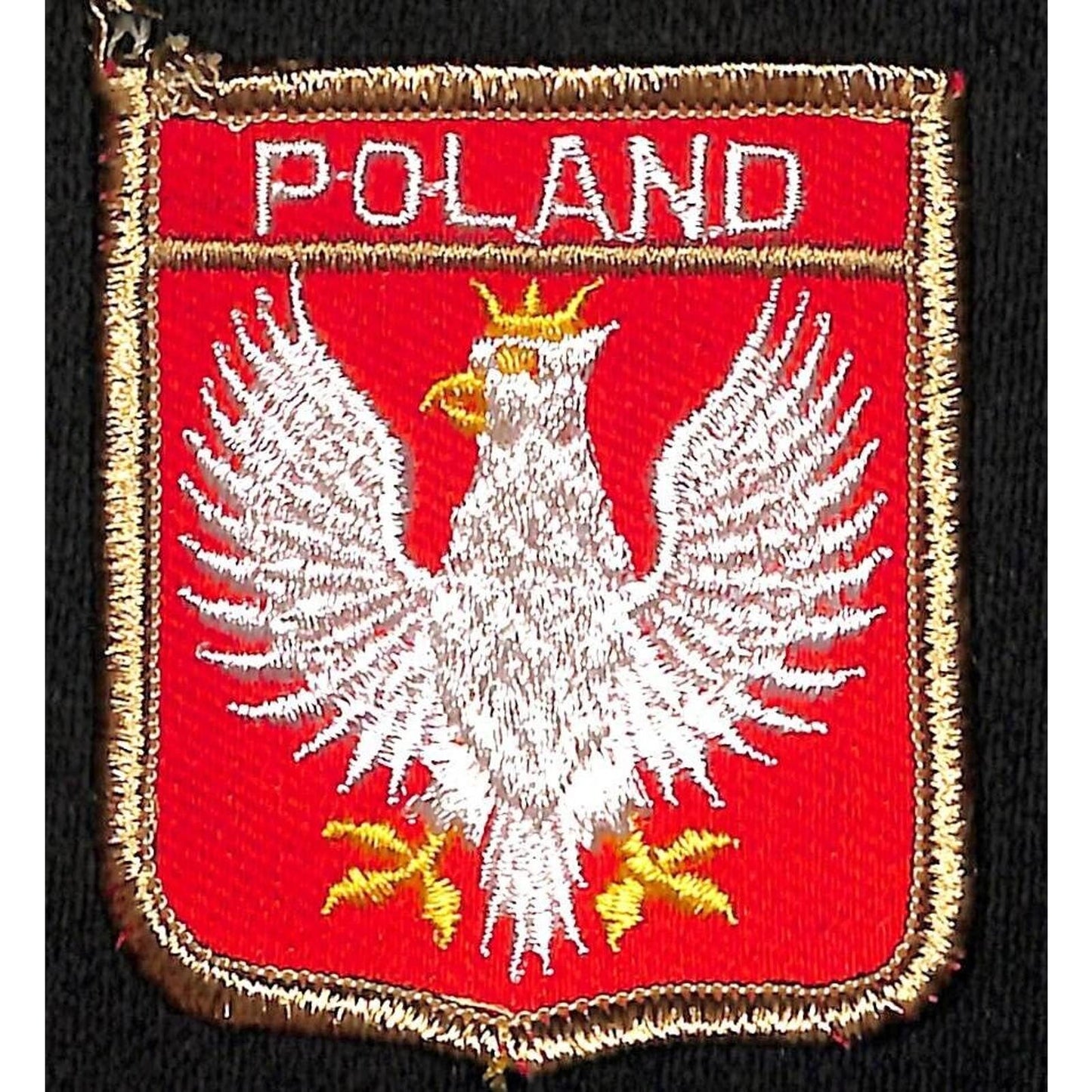 Poland / Polish Crowned White Eagle Vintage Embroidered Patch 2 1/2" x 2 3/4"