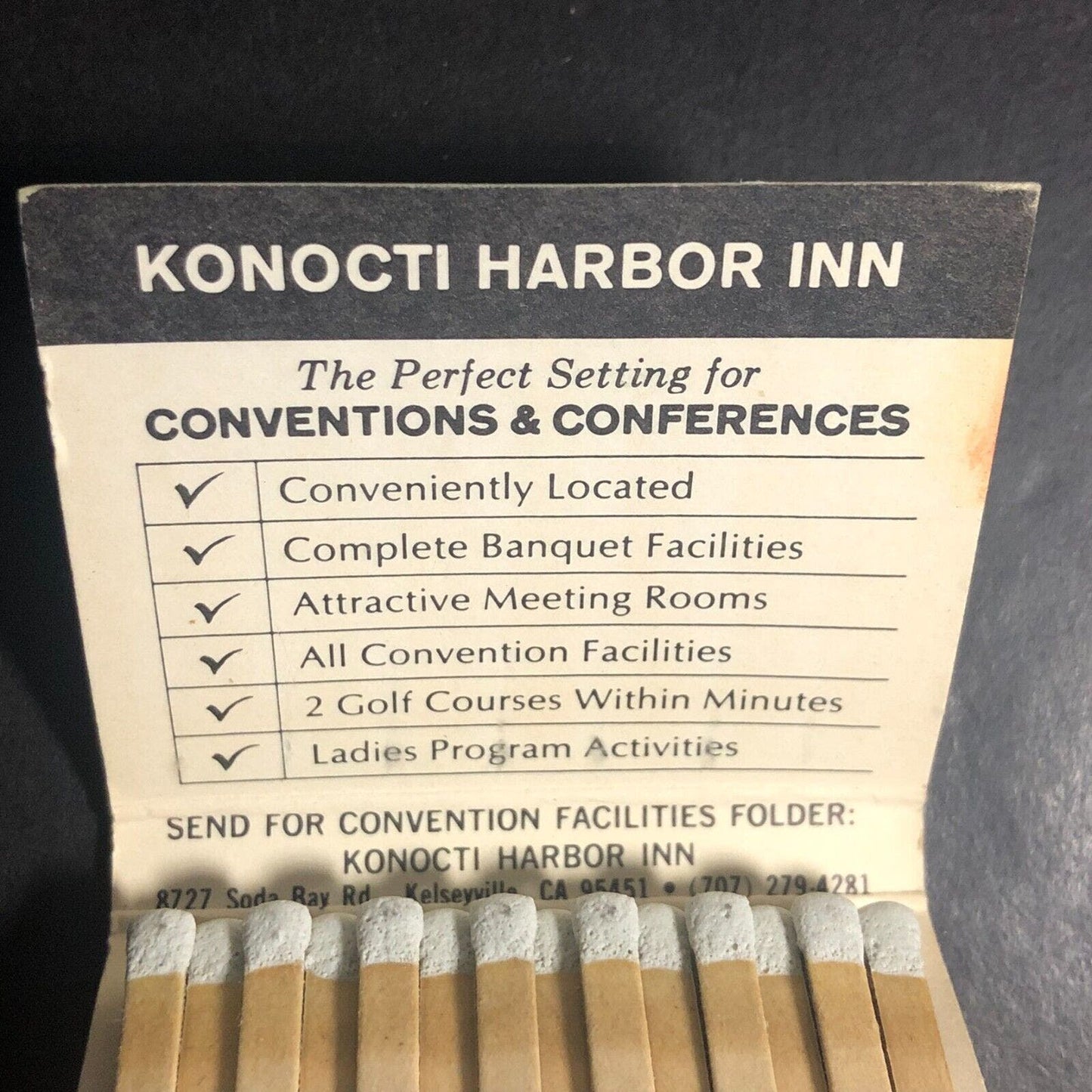 Kelseyville, CA Konocti Harbor Resort & Spa Full Matchbook c1975-85