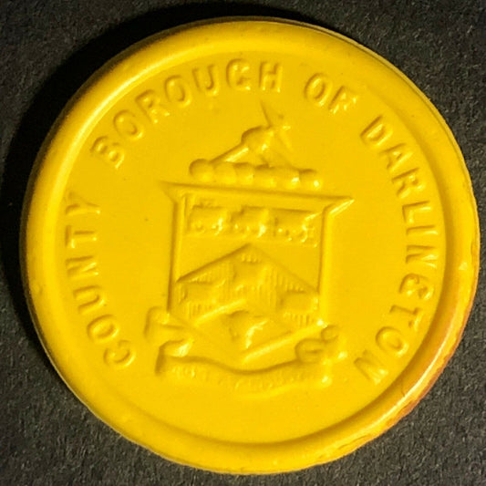 Darlington Transport Transit England Plastic Token Yellow 2D 22mm c50's-60's
