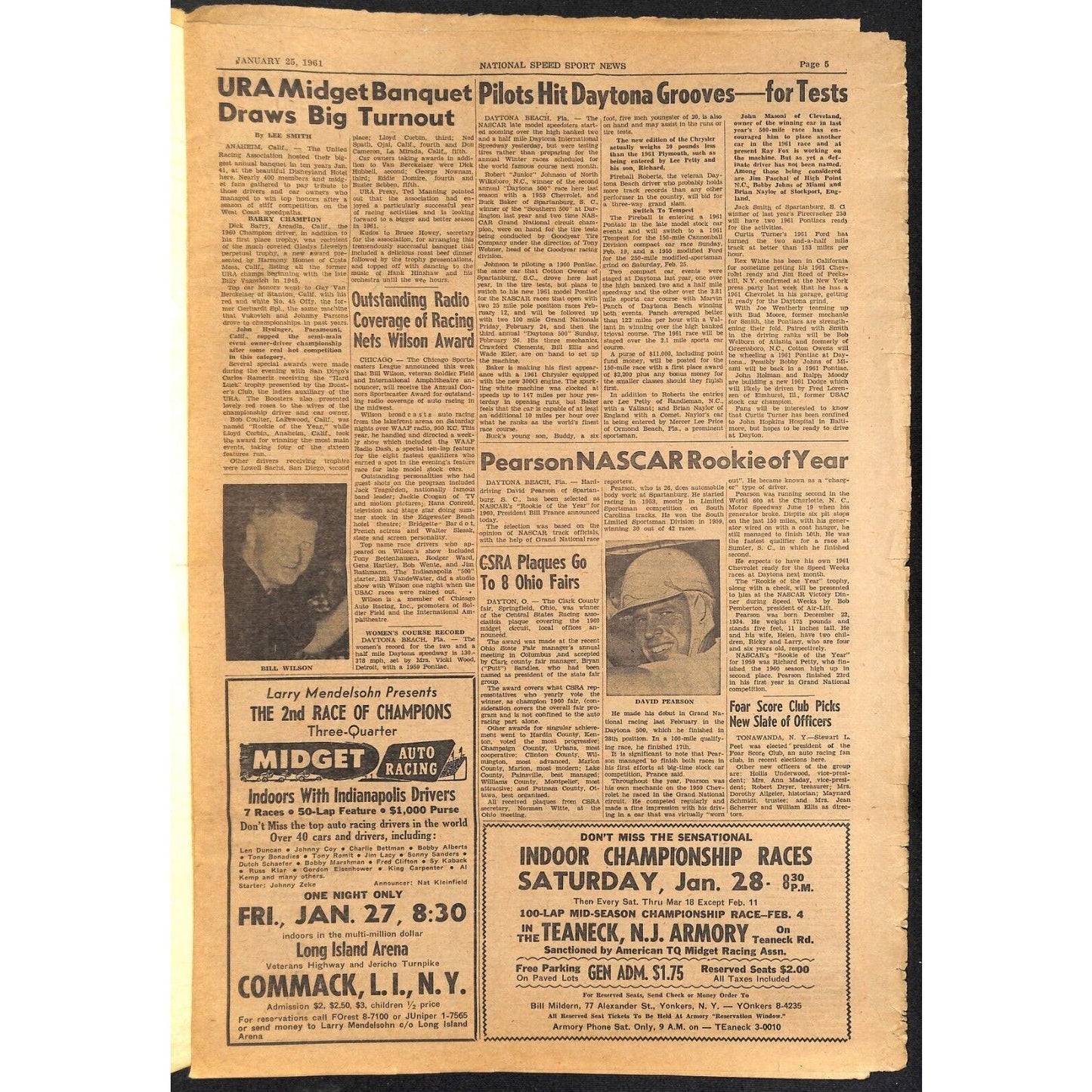 National Speed Sport News 1/25 1961 USAC Decides Yunick Stays Out Racing 11pp