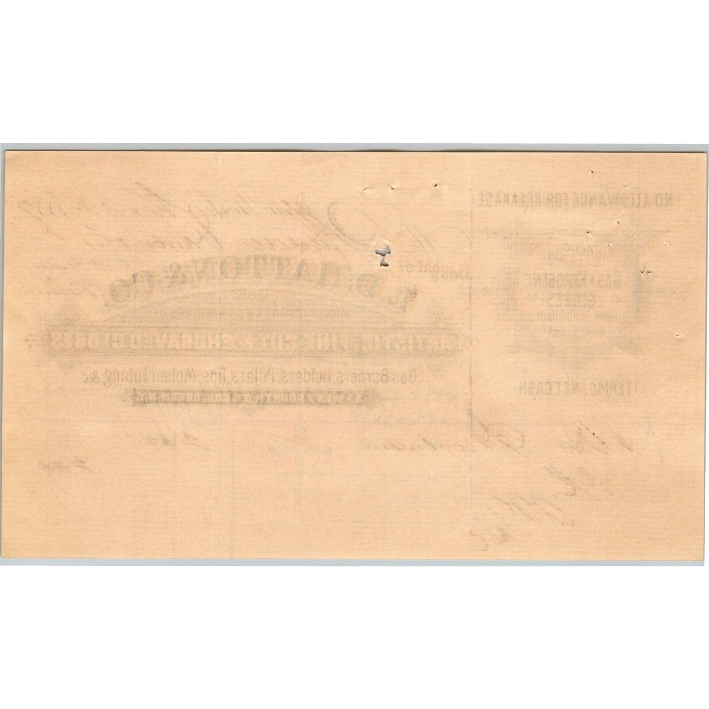 1887 L. D. Hatton & Co. Pillars Tips Mohair Tubing Billhead Letterhead NYC