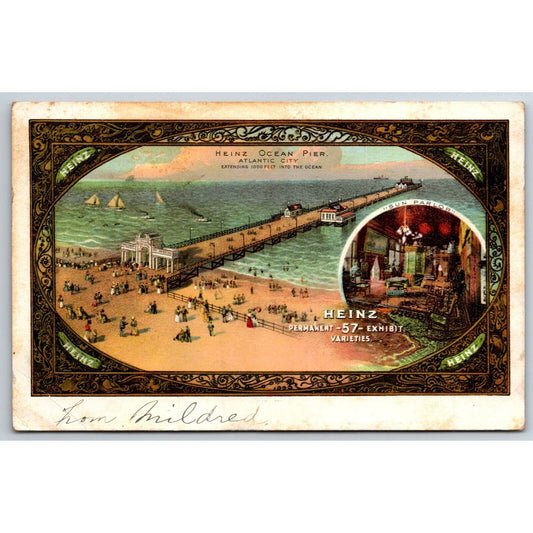 Heinz Ocean Pier Advertising Postcard Beach Bathing PM 1907 VGC