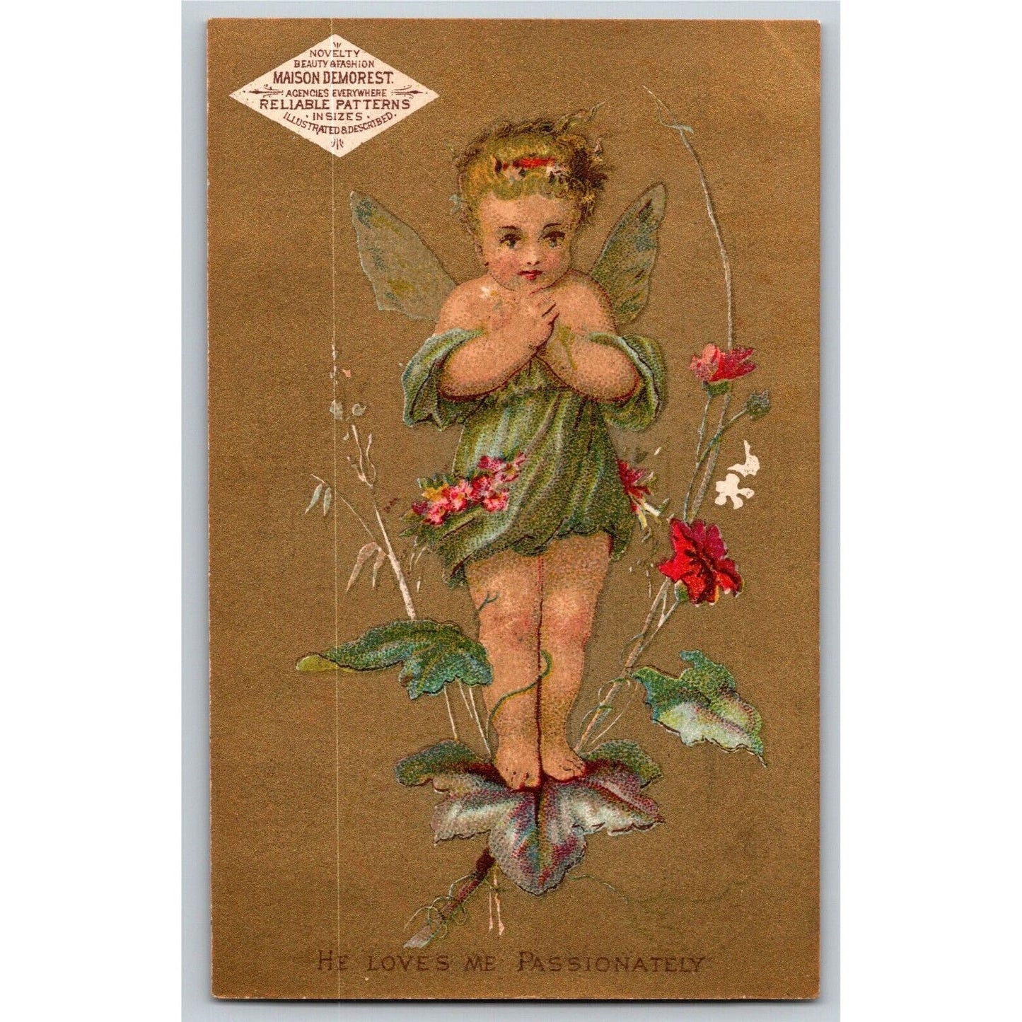 Victorian Trade Card John Wanamaker Demorest Patterns - Philadelphia -- Fairy?