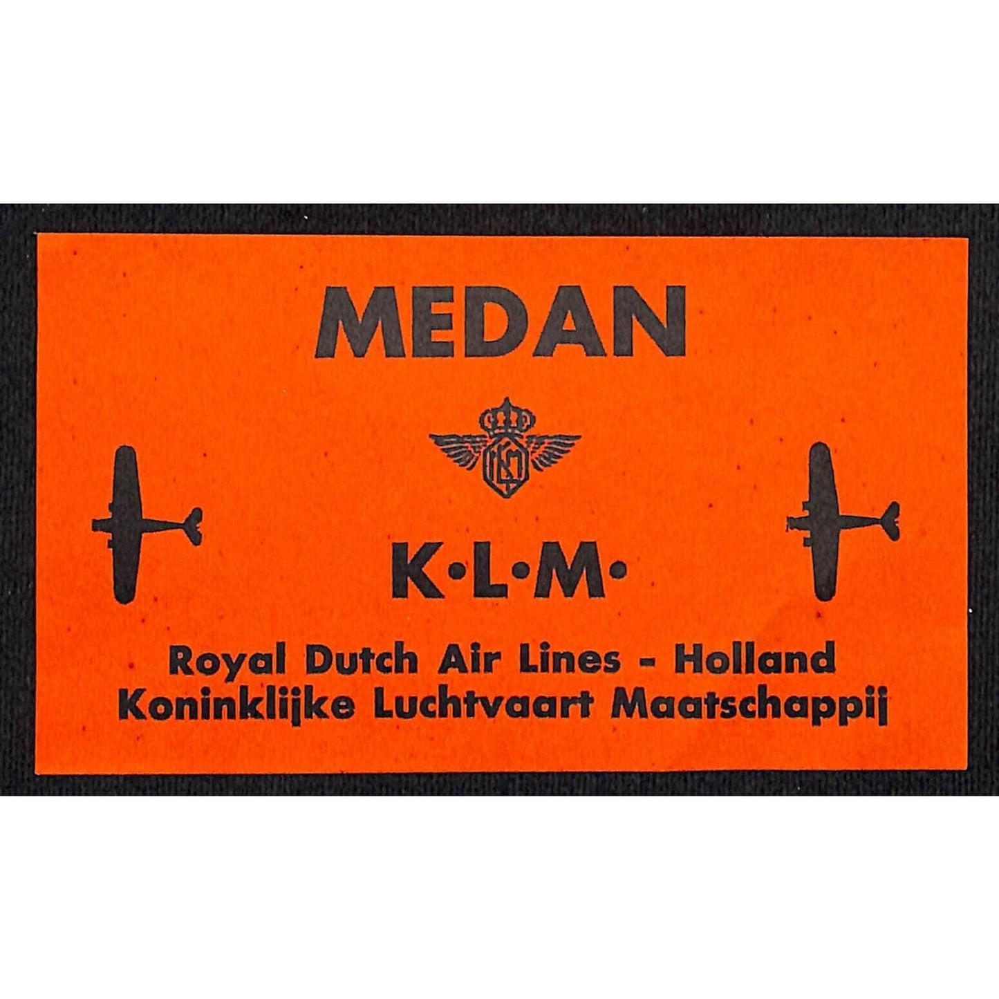 KLM Airlines Royal Dutch Airlines Holland "Medan" 2 3/4" x 4 3/4" Sheet