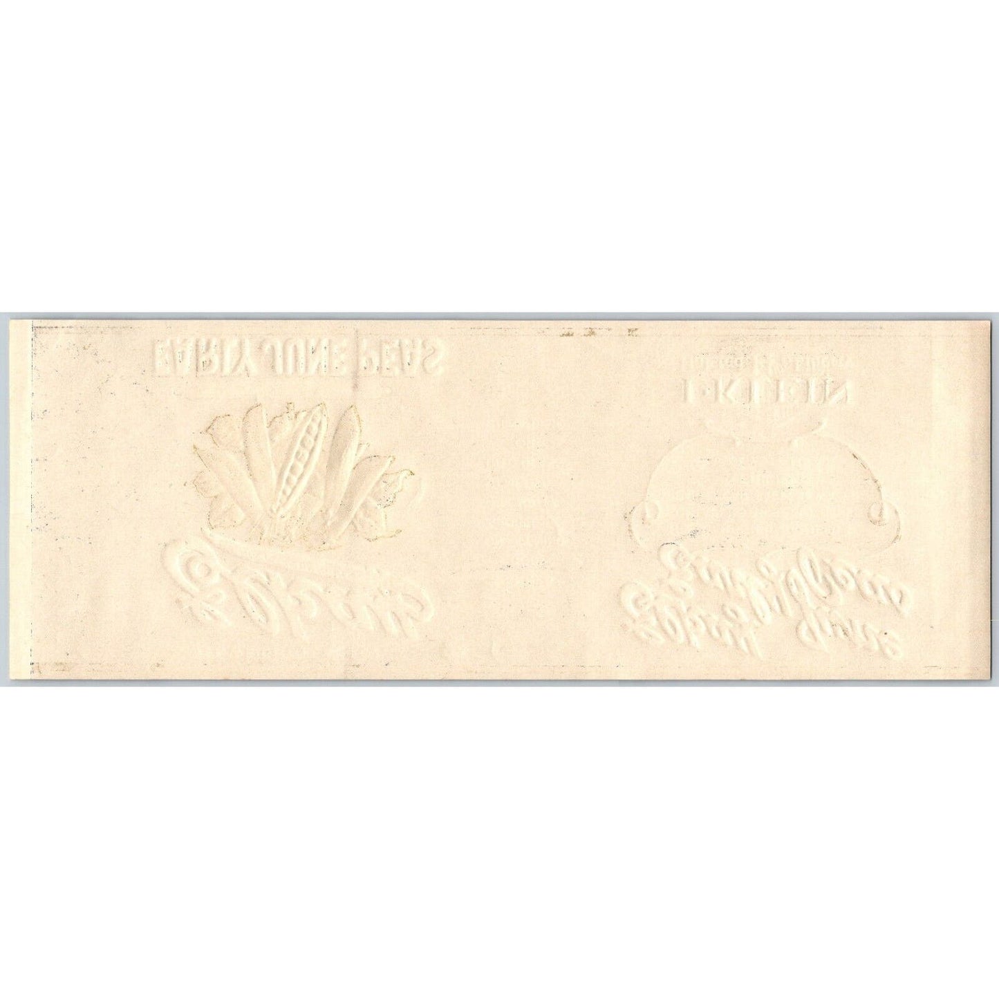 Elkay Early June Peas Paper Can Label Halsted 14th & Liberty c1920's VGC