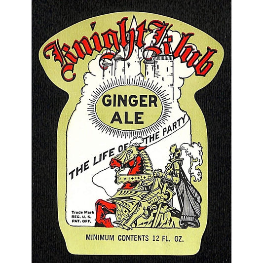 Knight Klub Ginger Ale Paper Soda Label c1931-35 Castle Horse Knight Armor