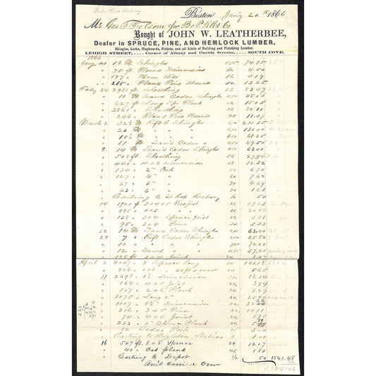 Boston John W. Leatherbee Lumber to B&P R.R. Railroad Letterhead Scarce