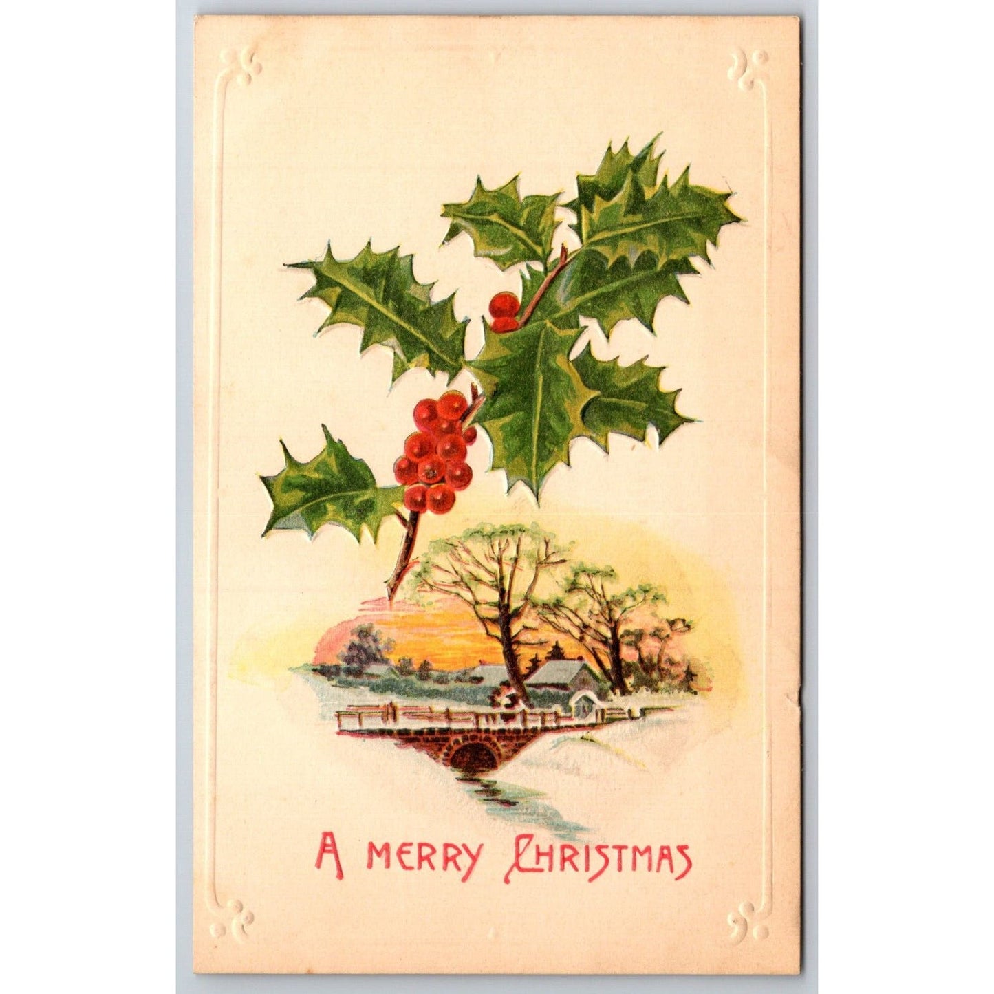 Merry Christmas C.B. Henschel Mfg. Milwaukee Sample Postcard Emb. c1910's VGC