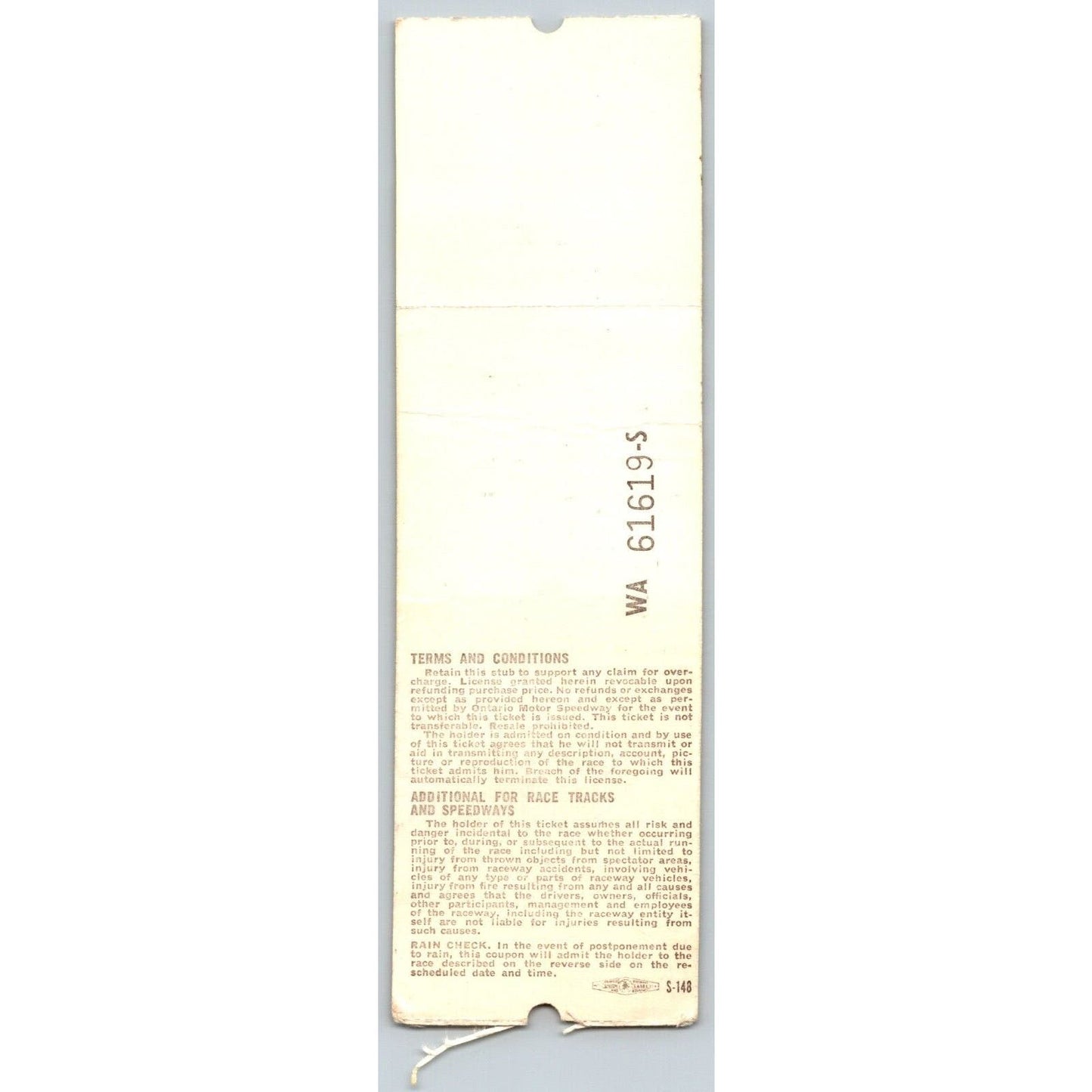 1970 Ontario Motor Speedway "The California 500" Ticket #6 Ron Burton Estate