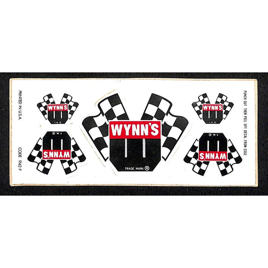 Wynn's Racing Decal / Auto 5pc. Sticker Sheet w/ Crossed Checkered Flags c1970