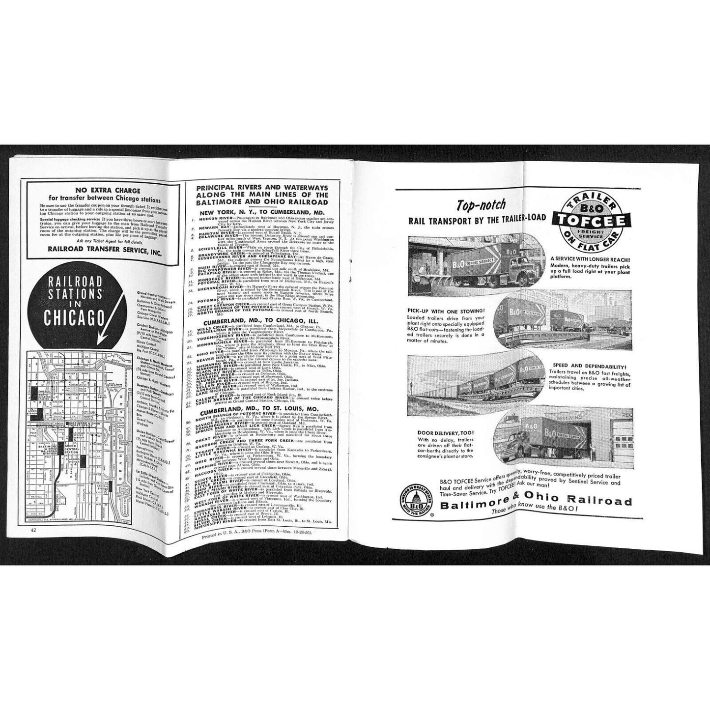 Baltimore & Ohio Railroad 1956 System Time Tables 42pp