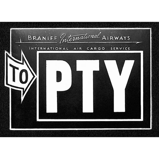 Braniff International Airways (1948-65) Gum Air Cargo Label "To PTY" Scarce