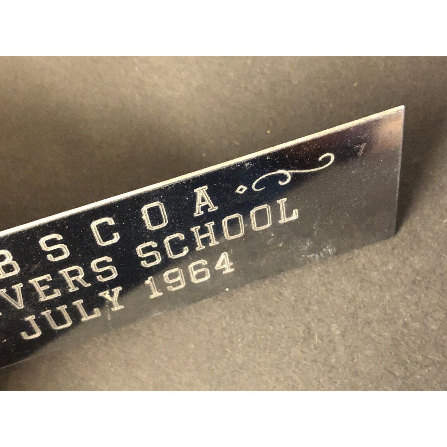 BSCOA Drivers School July 1964 Brass Auto Racing Wall Plaque