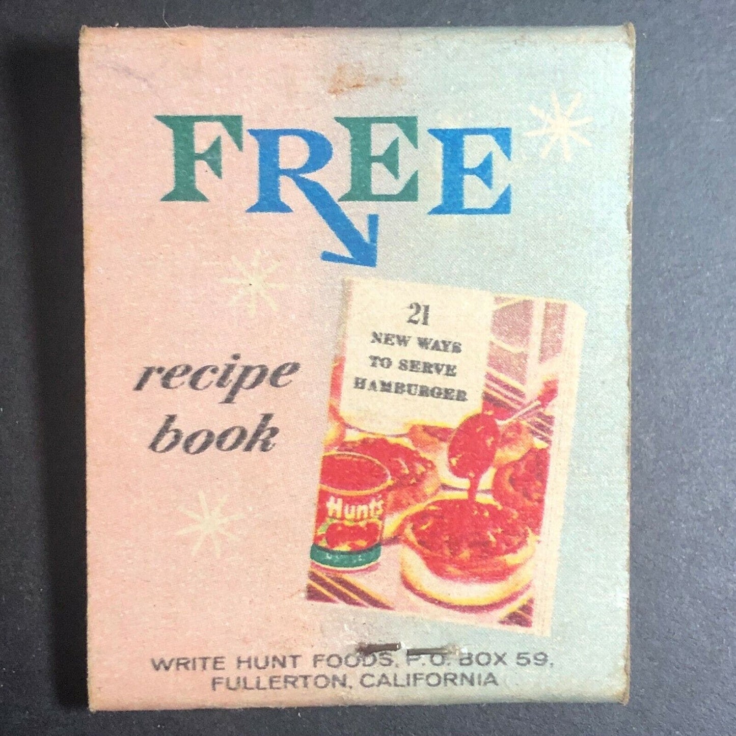 1960's Full Matchbook - Hunt's Tomato Sauce w/ Spanish Omelet Recipe