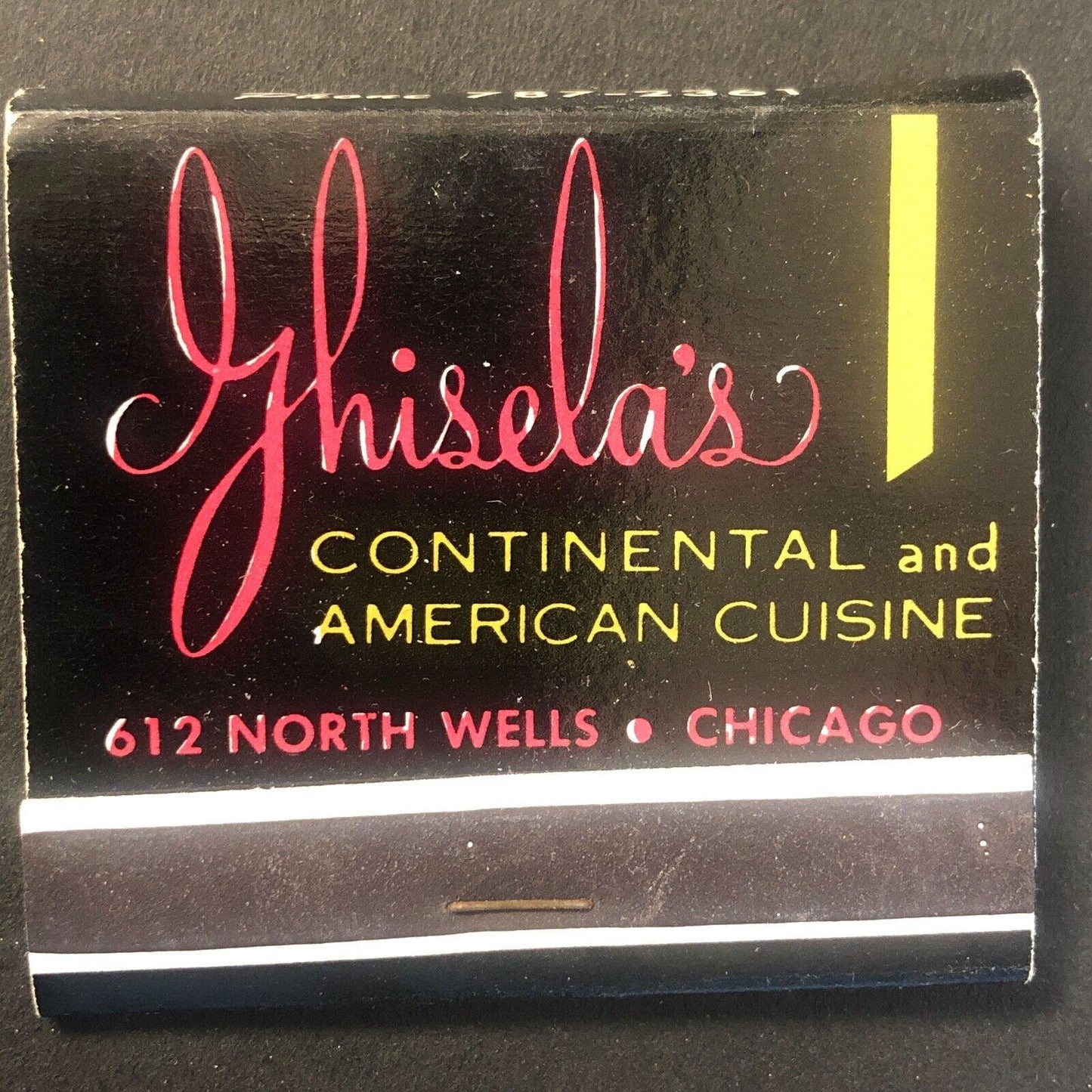 Ghisela's Restaurant Chicago Vintage Full Matchbook c1960's-70's - Scarce