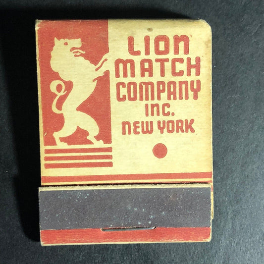Lion Match Co. Inc. New York 20-Strike Full Matchbook c1940's-50's