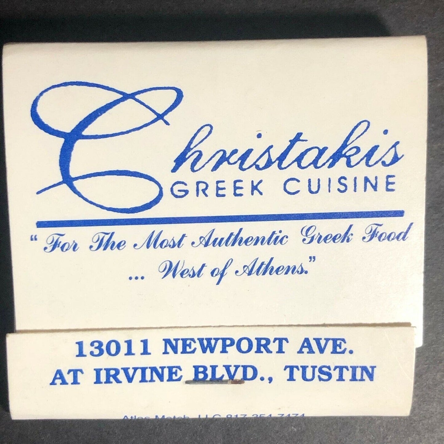 Vintage c1996 Full Matchbook "Christakis Greek Cuisine" Tustin