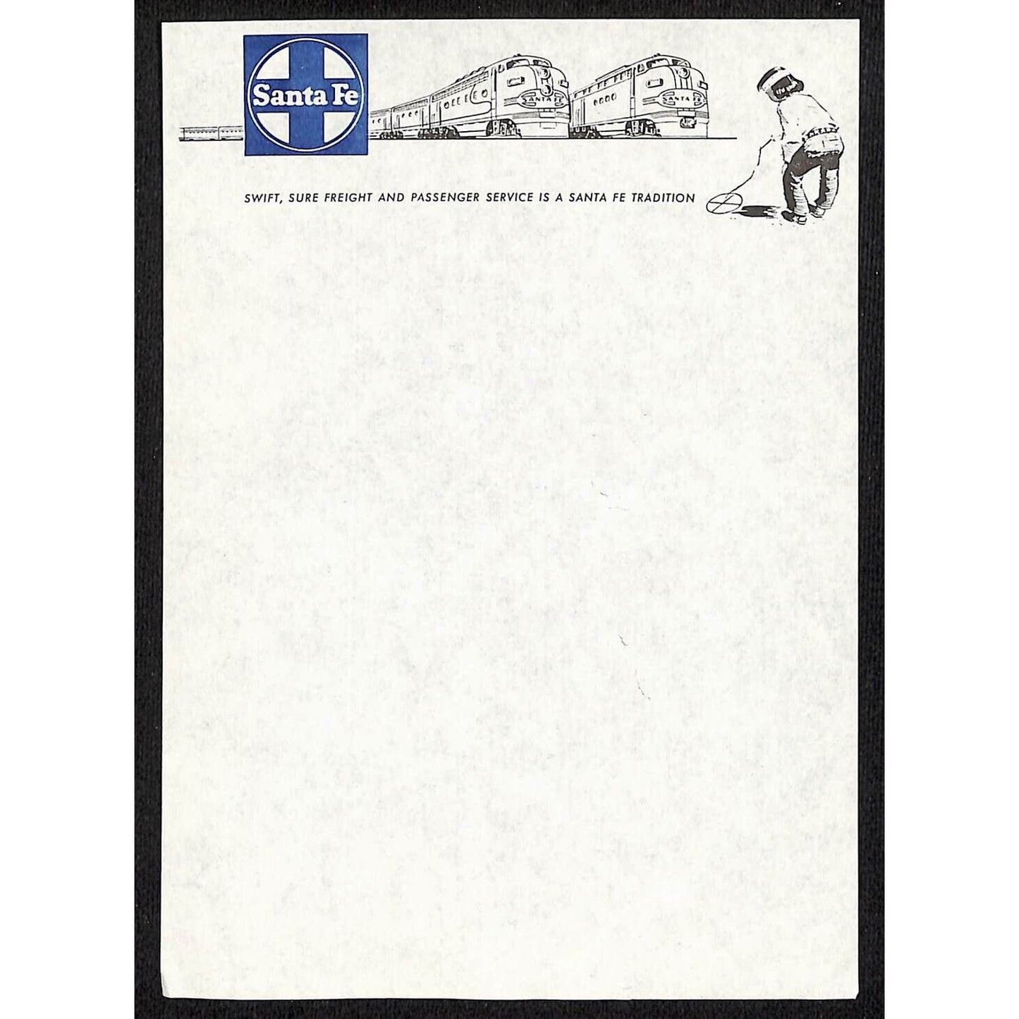 Santa Fe Railroad Stationary Sheet w/ 2 Trains - Engines
