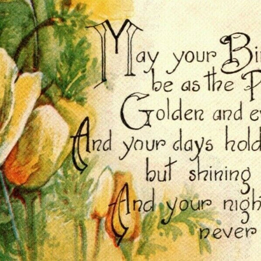 c1920's "May Your Birthdays.." L.F.P. Poem Floral - Vintage Postcard