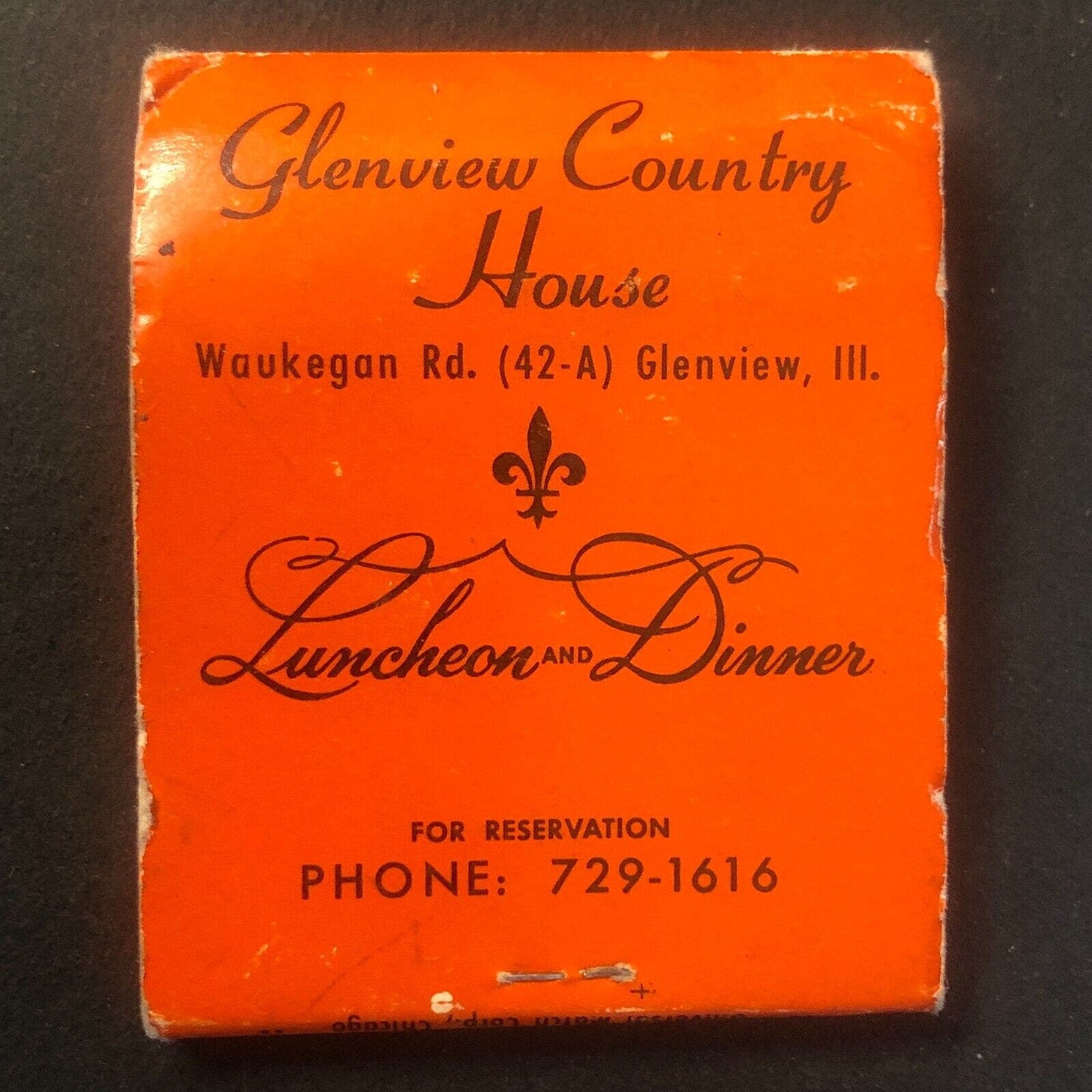 Glenview Country House Vintage Full Matchbook c1960's Scarce