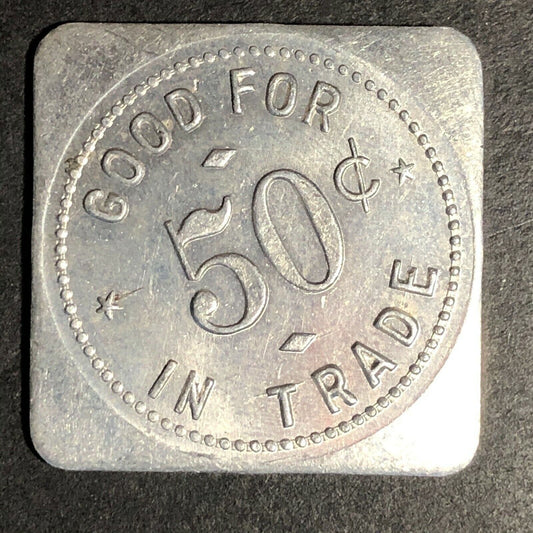 Hinze Grocery 28mm Aluminum Token "Good For 50c In Trade" Gresham, Nebraska
