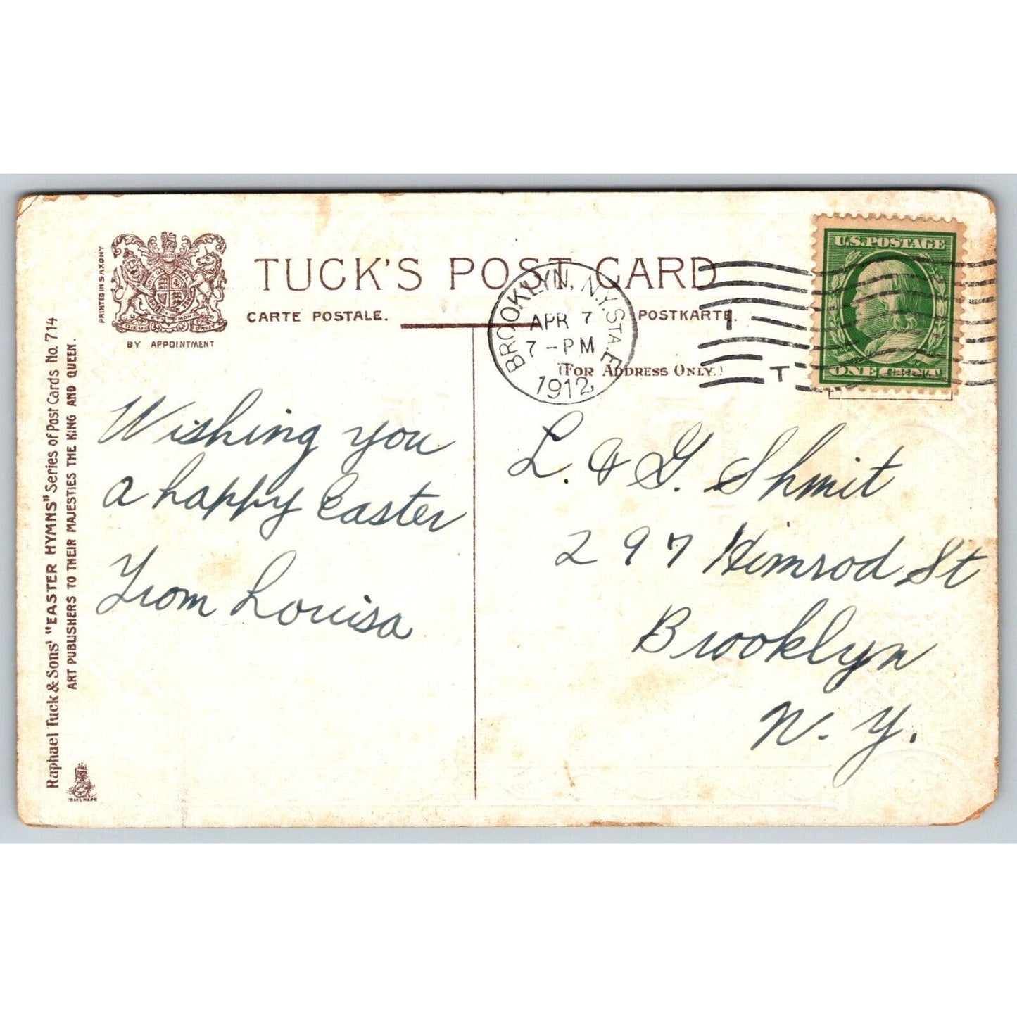 Easter Postcard "He Has Risen" Angels Silver Ink Embossed PM 1912