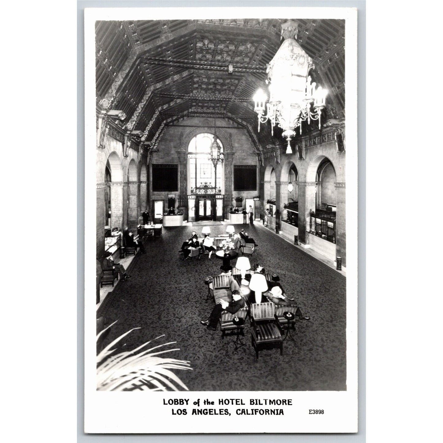 Lobby of Hotel Biltmore Los Angeles RPPC* Postcard NP