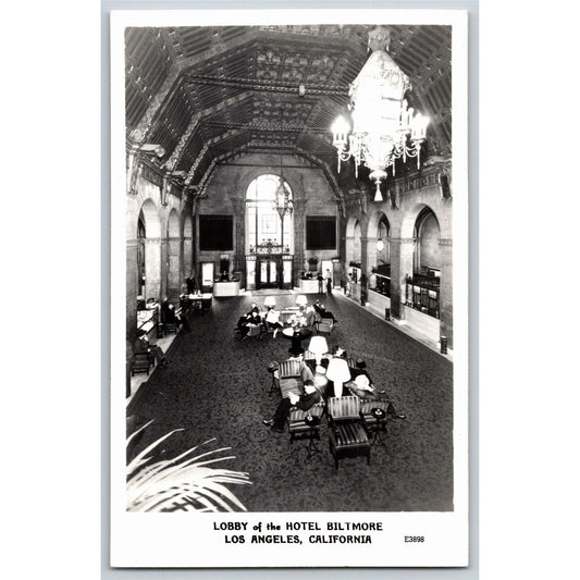 Lobby of Hotel Biltmore Los Angeles RPPC* Postcard NP