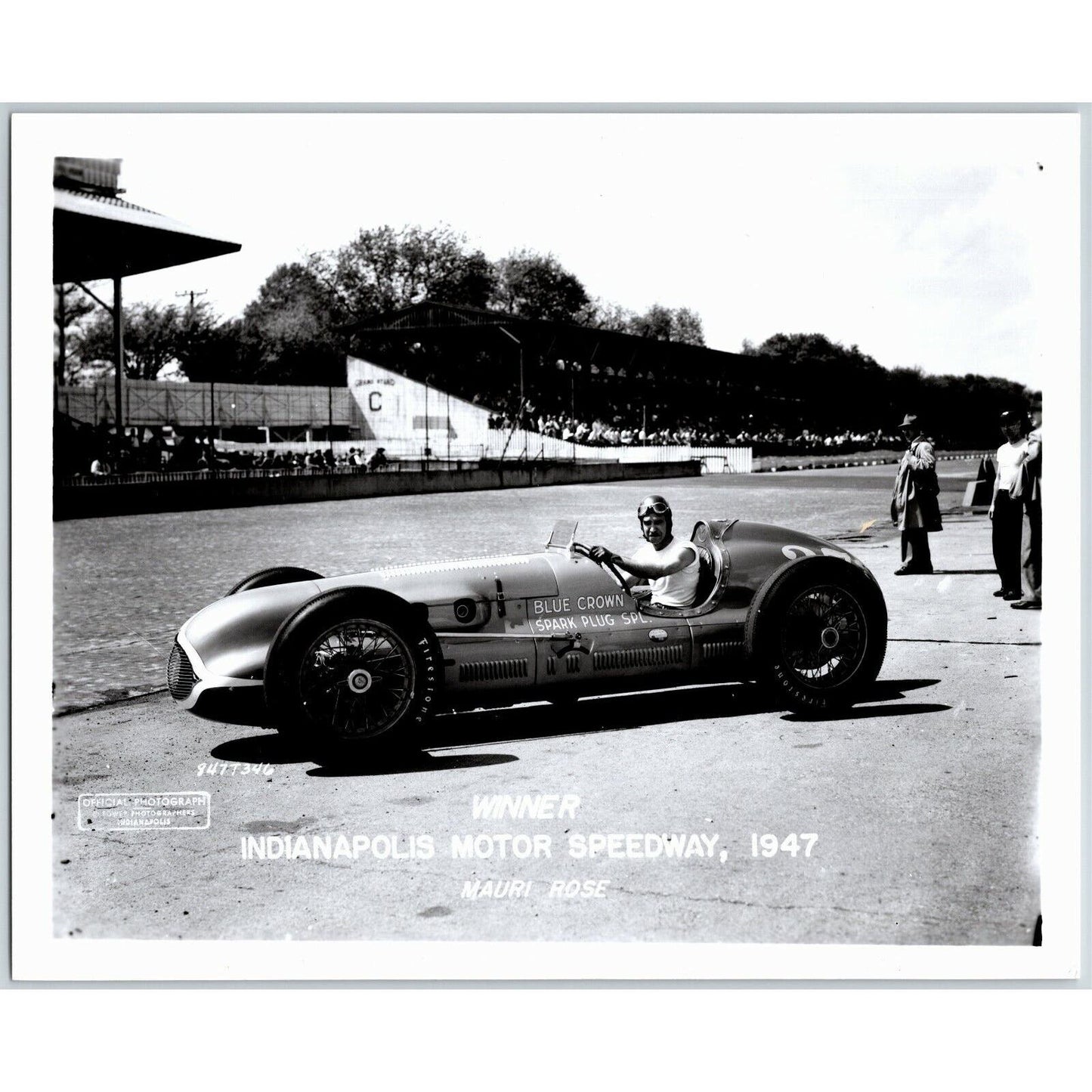 Mauri Rose Indy 500 Winner 1947 - 8 x 10 Glossy B&W Photograph VGC Stamped