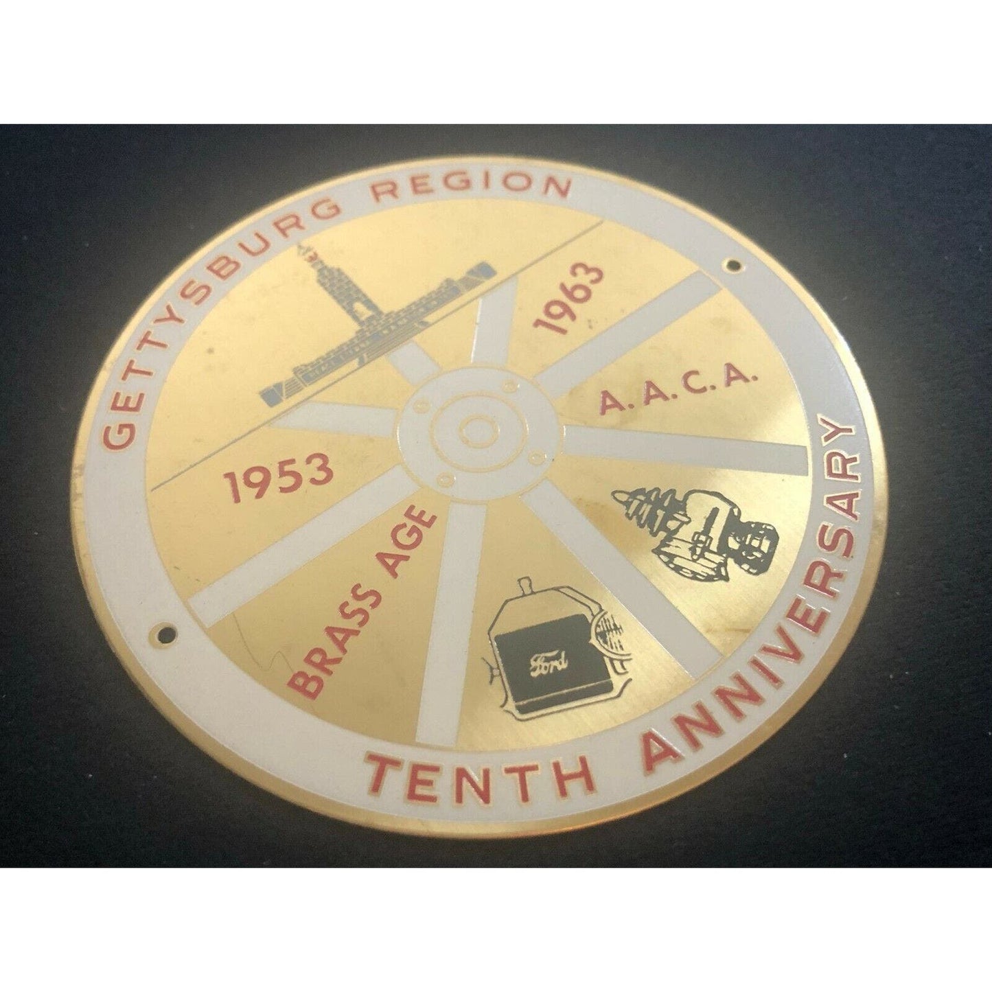 1963 Brass AACA Gettysburg Region Antique Car Auto Show Dash Plaque