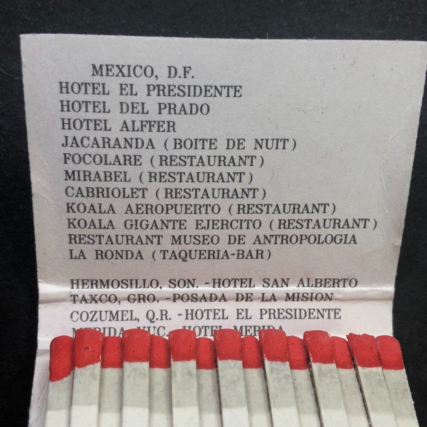 Balsa Hotels Mexico (Cesar Balsa / Hilton) Full Matchbook c1970's-80's Scarce