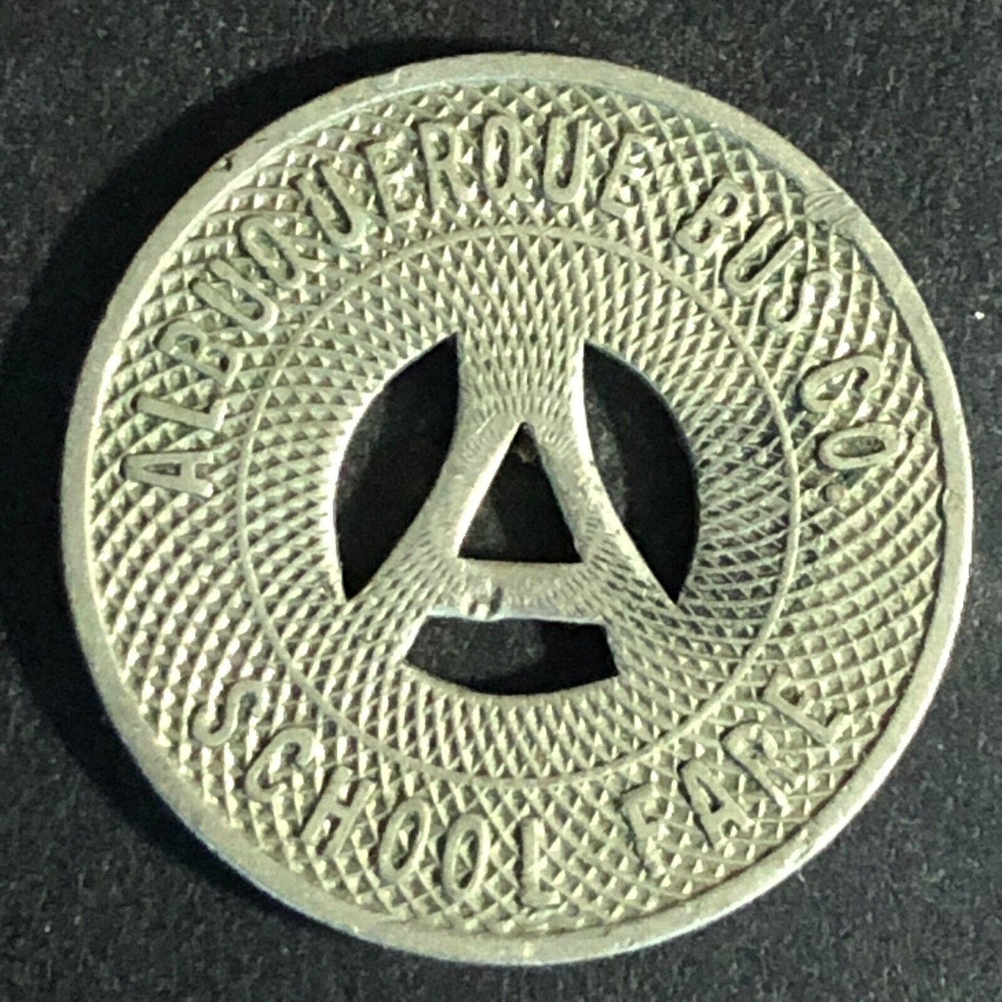 Albuquerque Bus Co. (NM) WM "Good on School Days Only" Token c1928 23mm