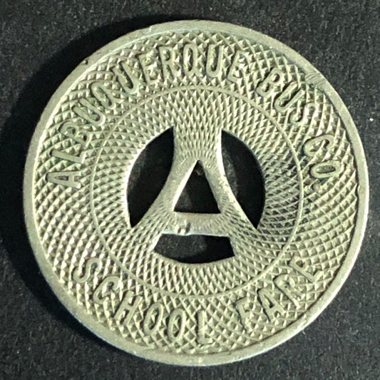 Albuquerque Bus Co. (NM) WM "Good on School Days Only" Token c1928 23mm